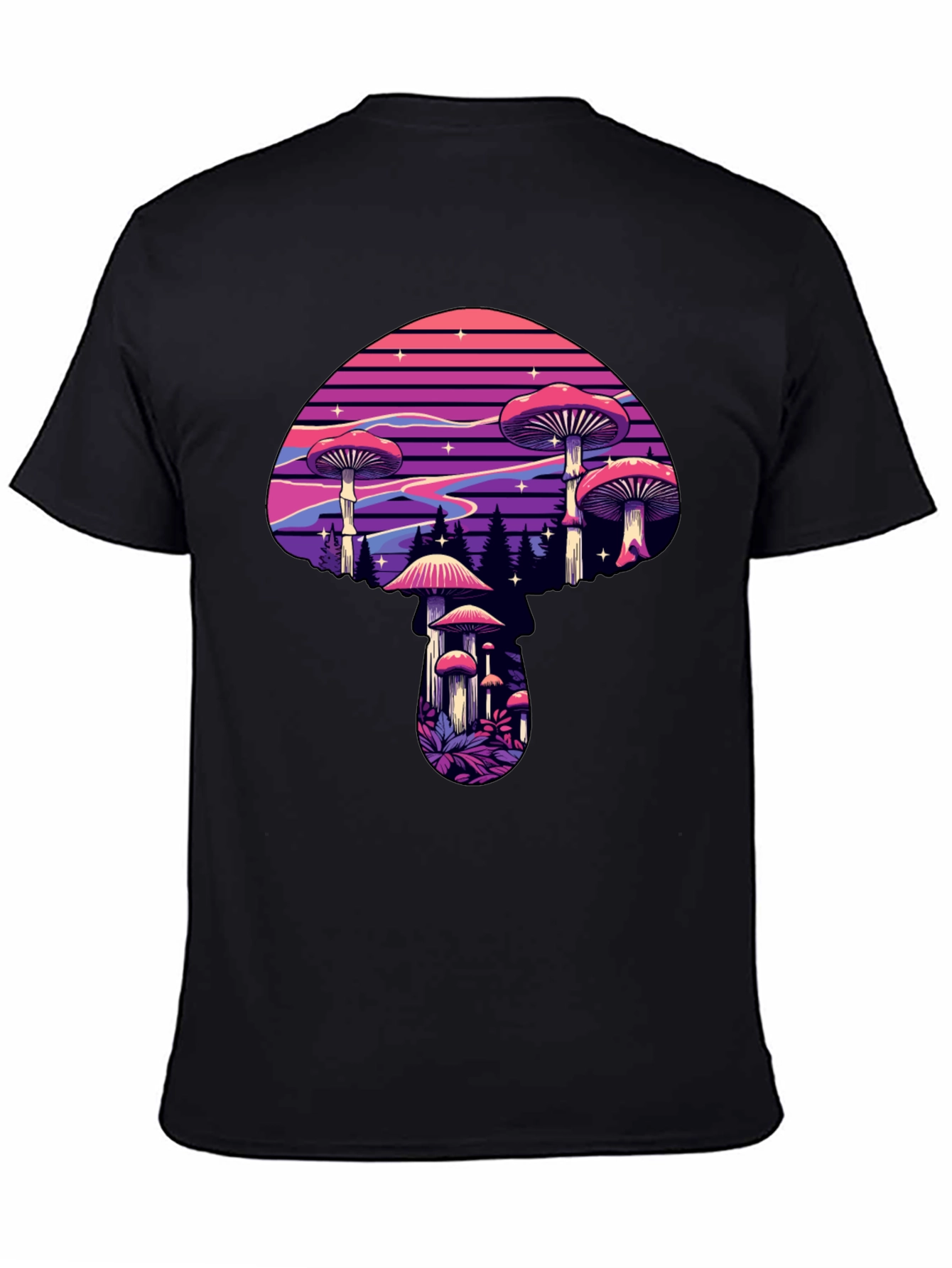 Mushroom Graphic Black T-Shirt
