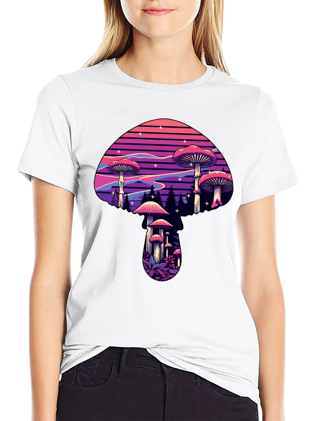 Mushroom Graphic Black T-Shirt