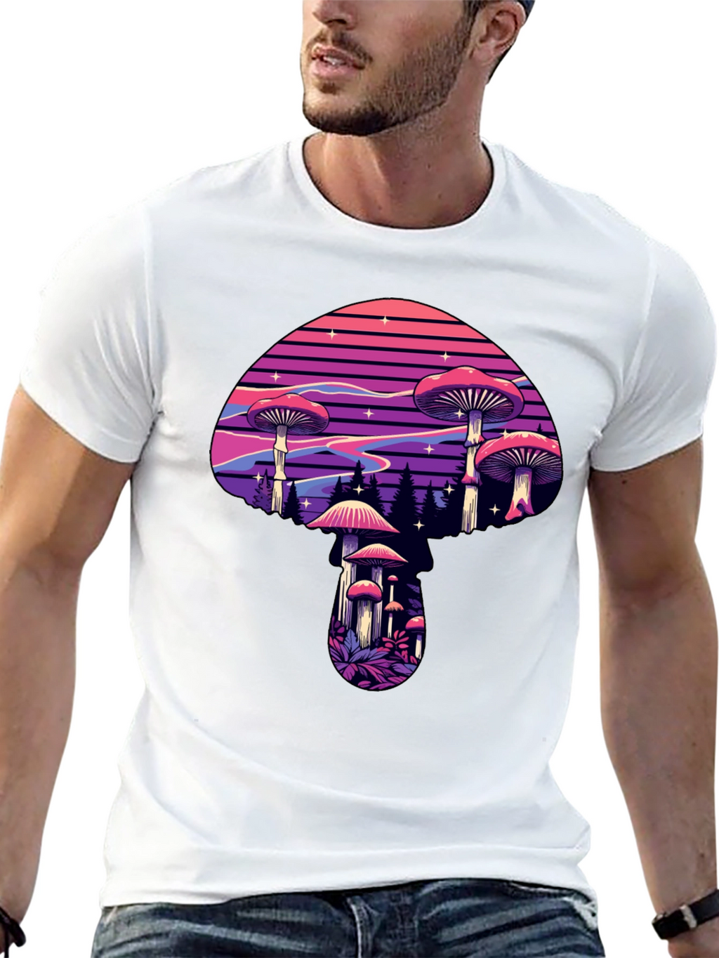 Mushroom Graphic Black T-Shirt