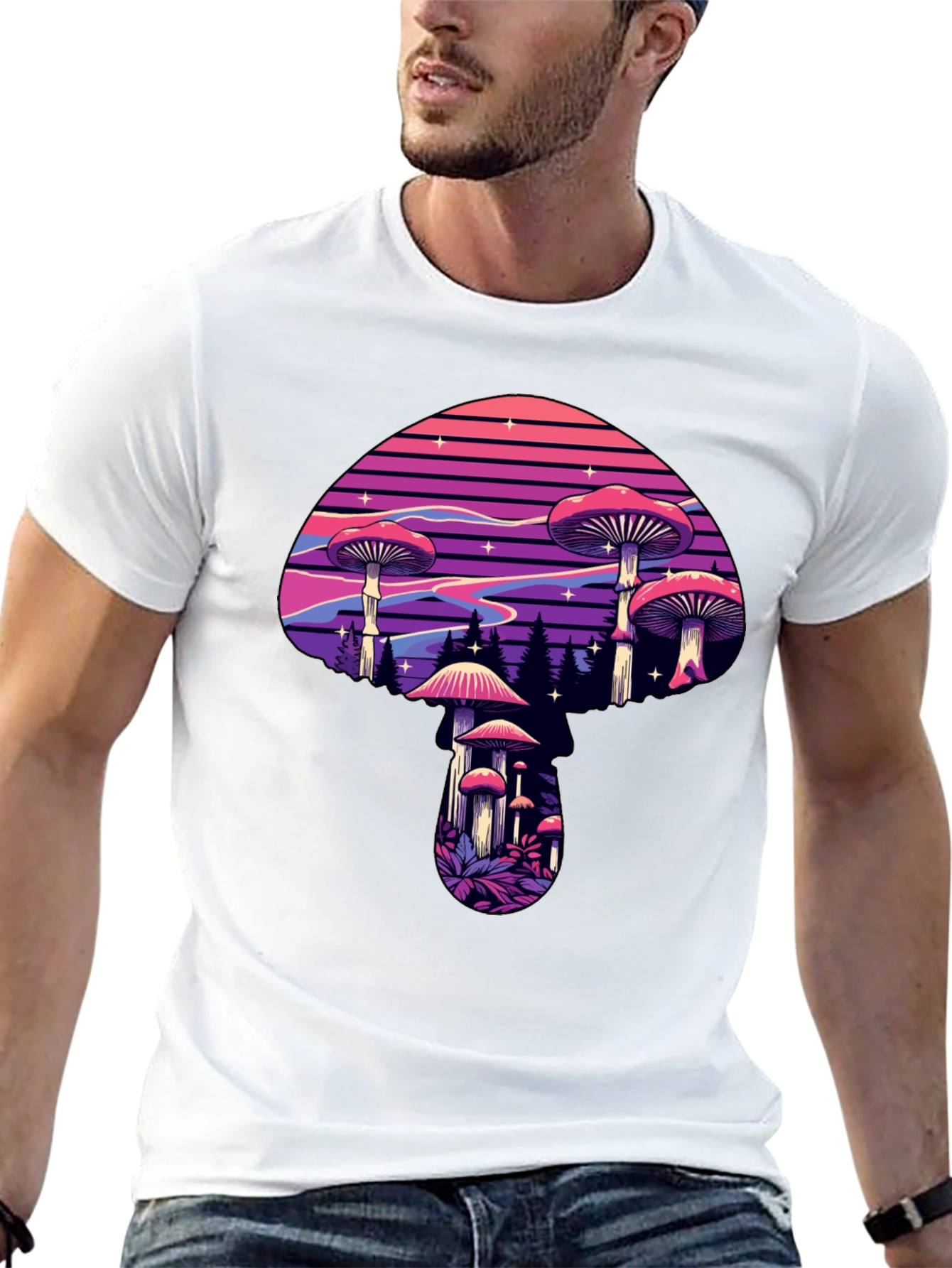 Mushroom Graphic Black T-Shirt