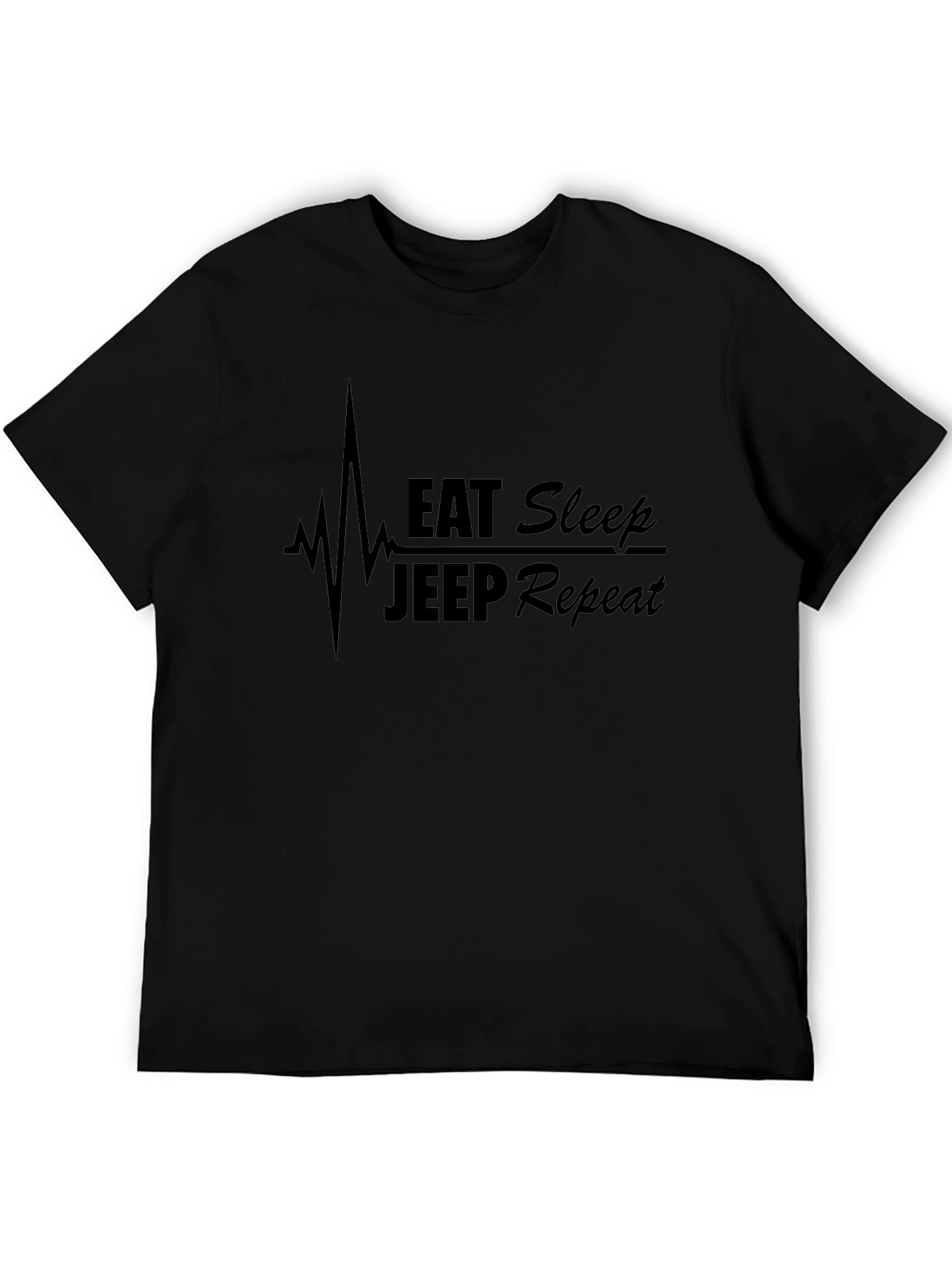 Eat Sleep Jeep Repeat Black Graphic T-Shirt