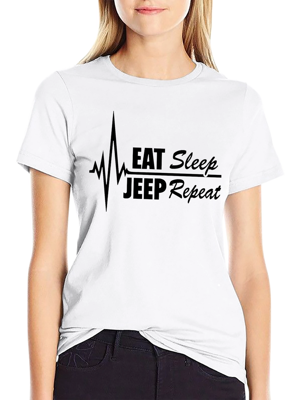 Eat Sleep Jeep Repeat Black Graphic T-Shirt