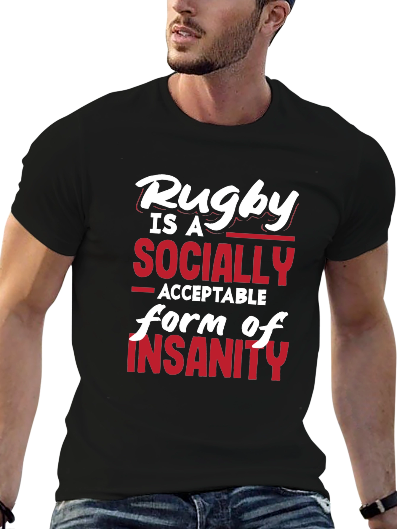 Rugby Insanity Graphic T-Shirt - Black