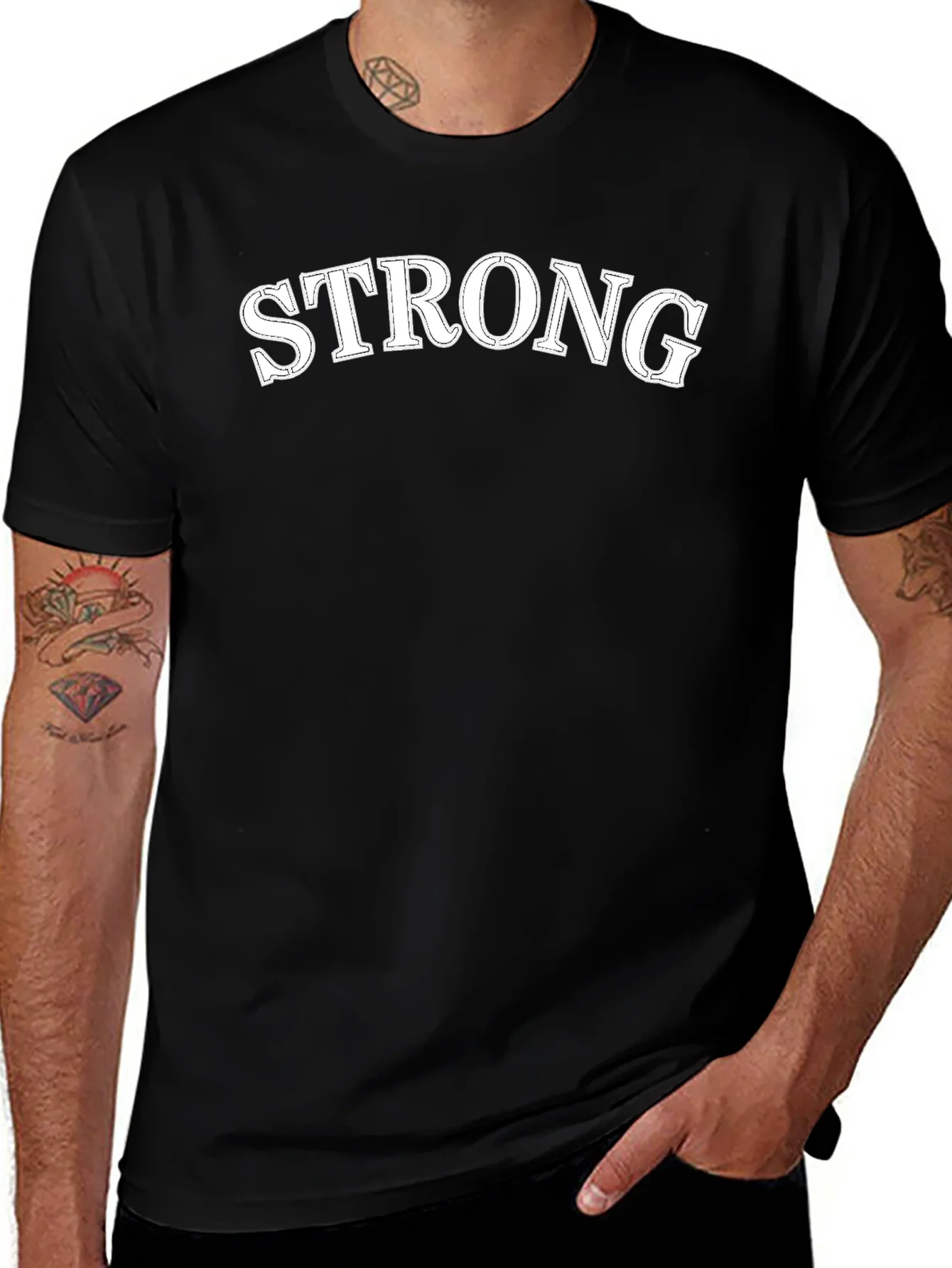 Strong Graphic Tee - Black Cotton Casual Shirt