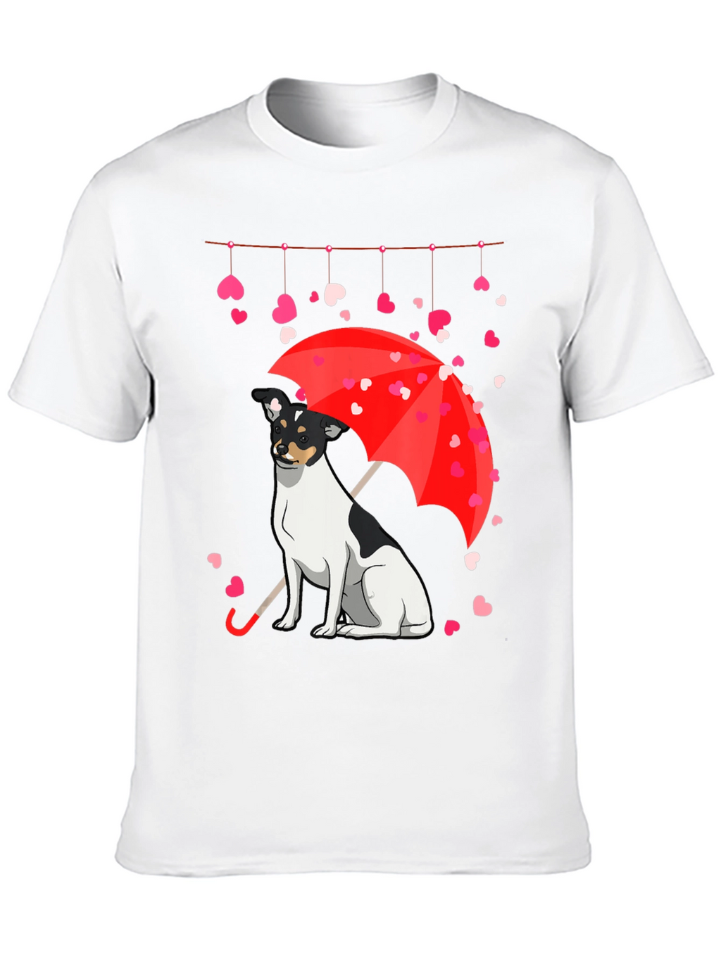 Dog Under Umbrella Heart T-Shirt