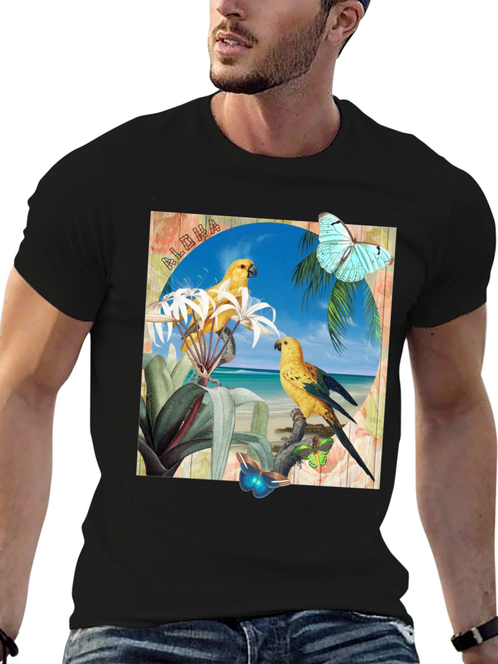 Aloha Parrot Graphic T-Shirt