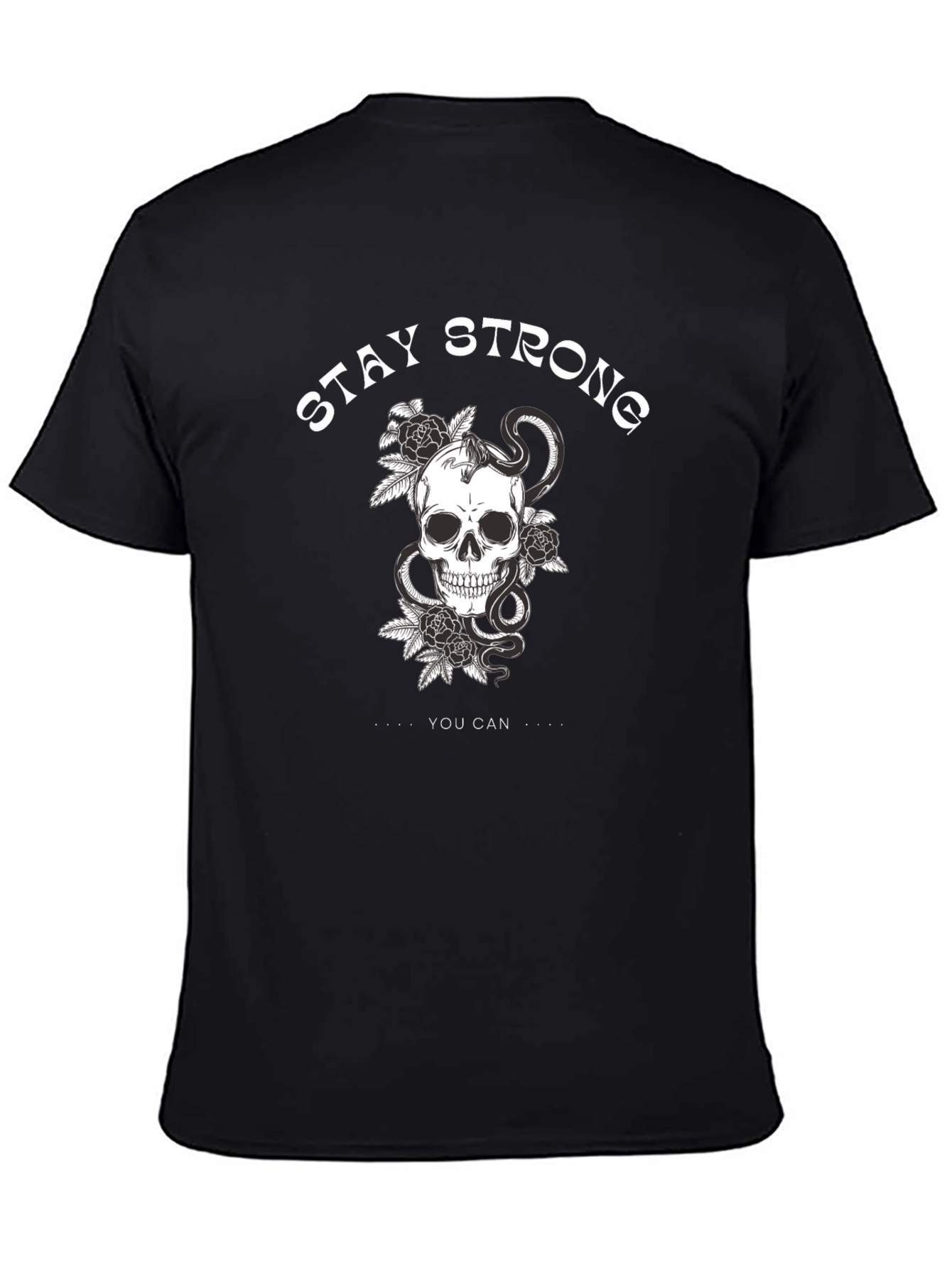 Stay Strong Skull Graphic Black T-Shirt