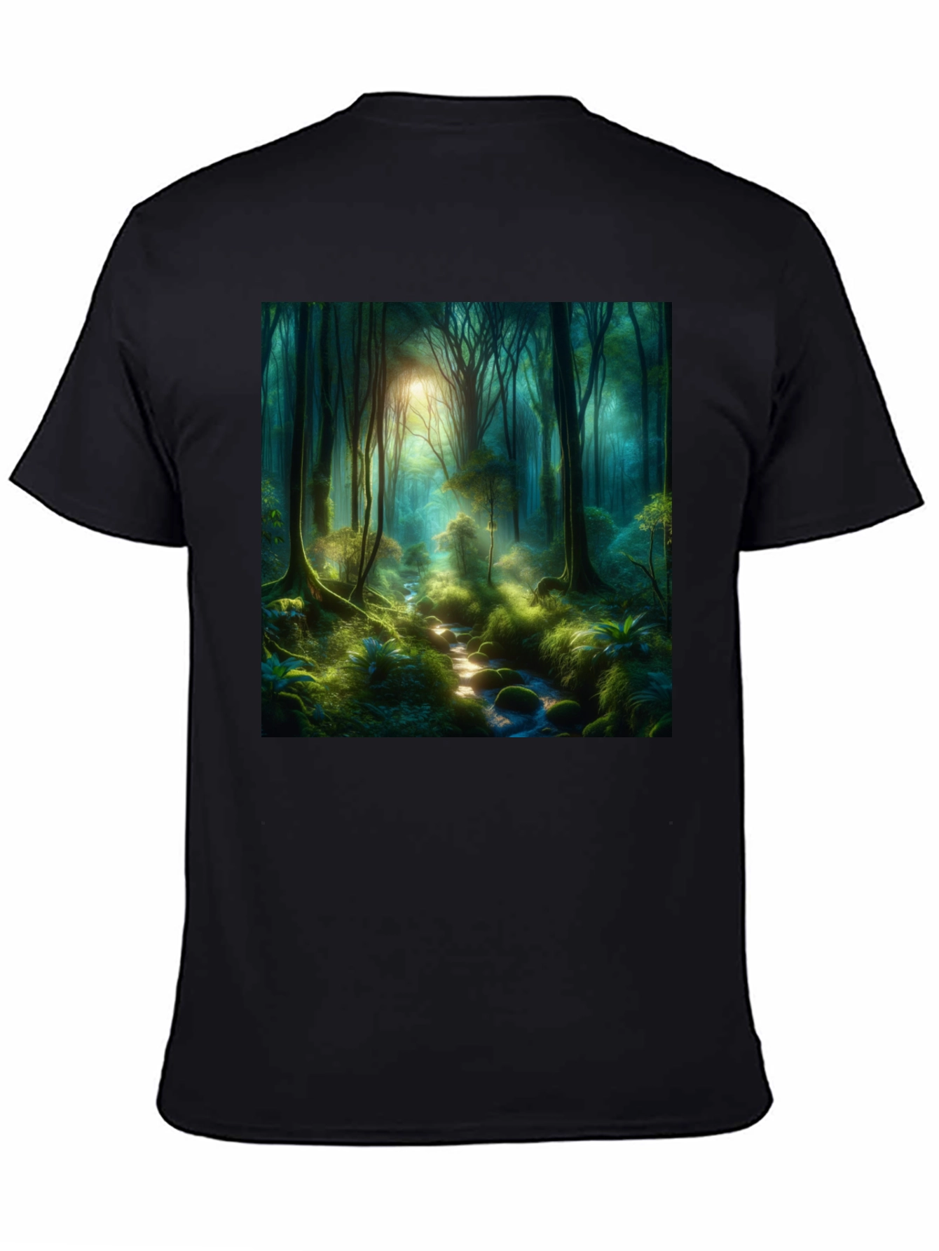 Enchanted Forest Graphic Tee - Nature Lovers Black T-Shirt
