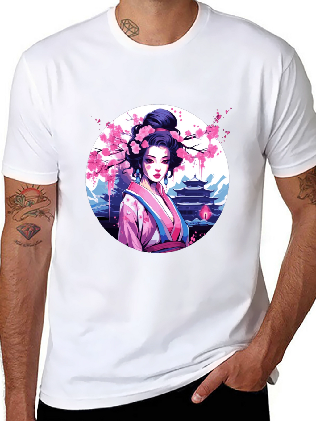 Geisha Art Black T-Shirt