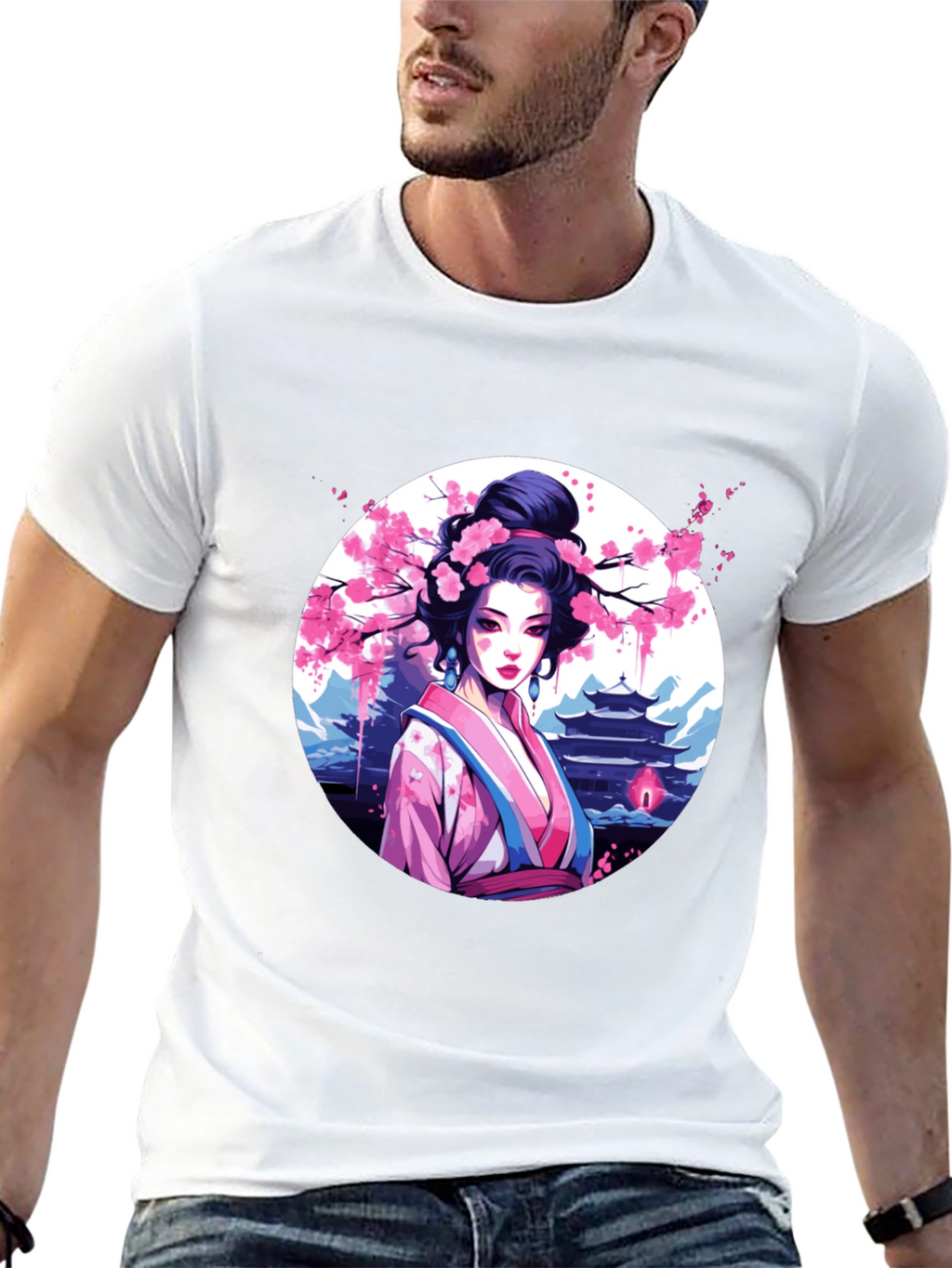 Geisha Art Black T-Shirt