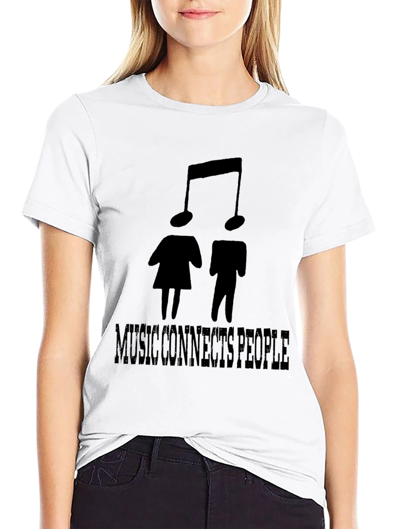 Music Connects People Black Graphic T-Shirt