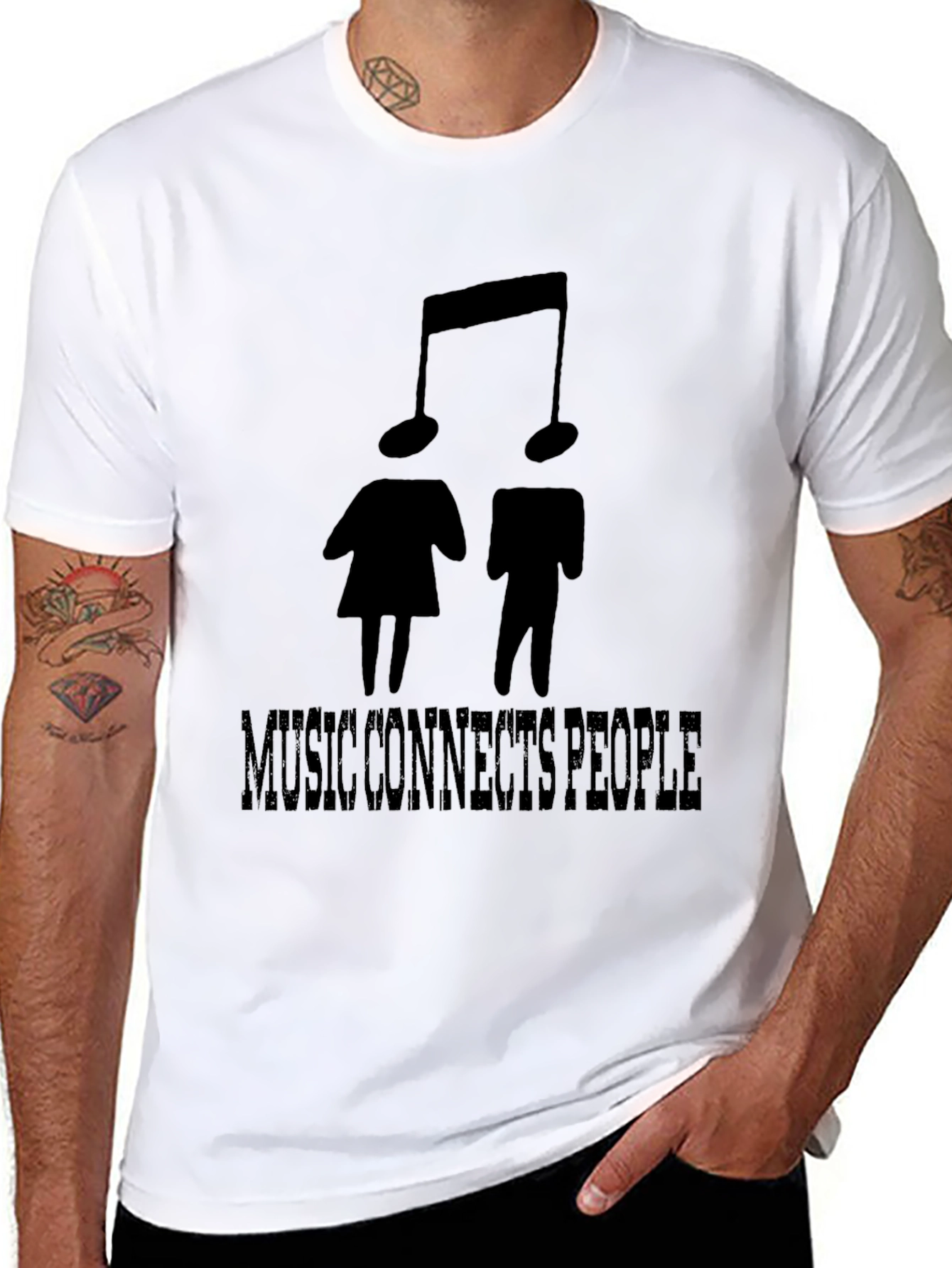 Music Connects People Black Graphic T-Shirt
