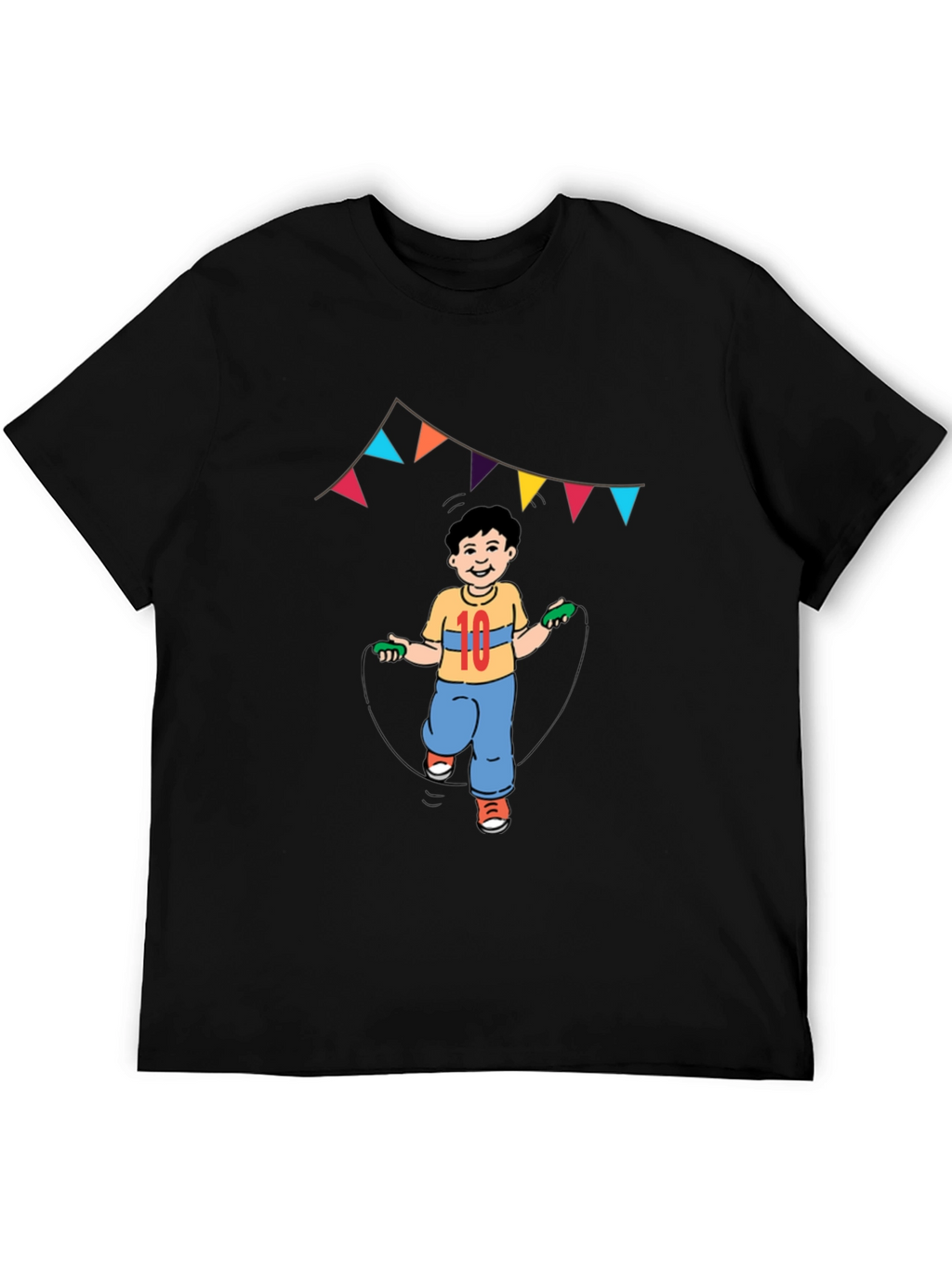 Boy Jumping Rope Graphic Tee - Black