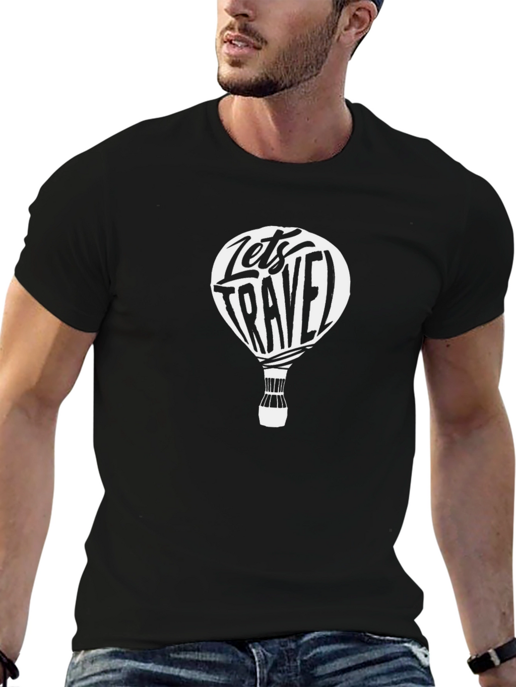 Lets Travel Graphic Tee - Black Cotton T-Shirt