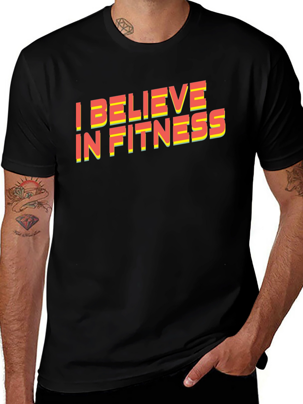 I Believe in Fitness Graphic Tee - Black