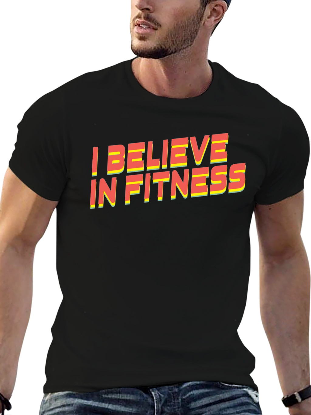 I Believe in Fitness Graphic Tee - Black