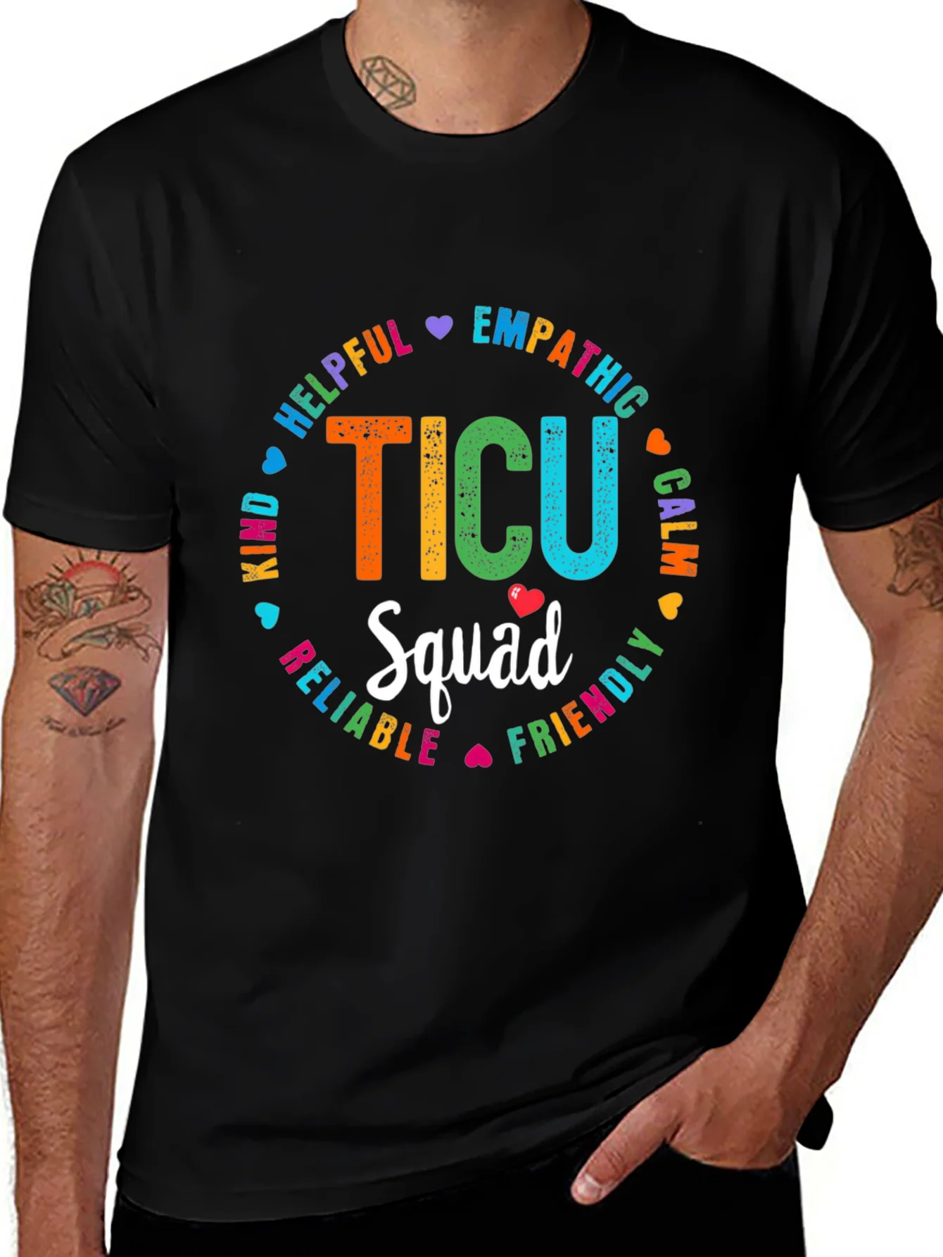 TICU Squad Graphic Tee - Rainbow Text Design