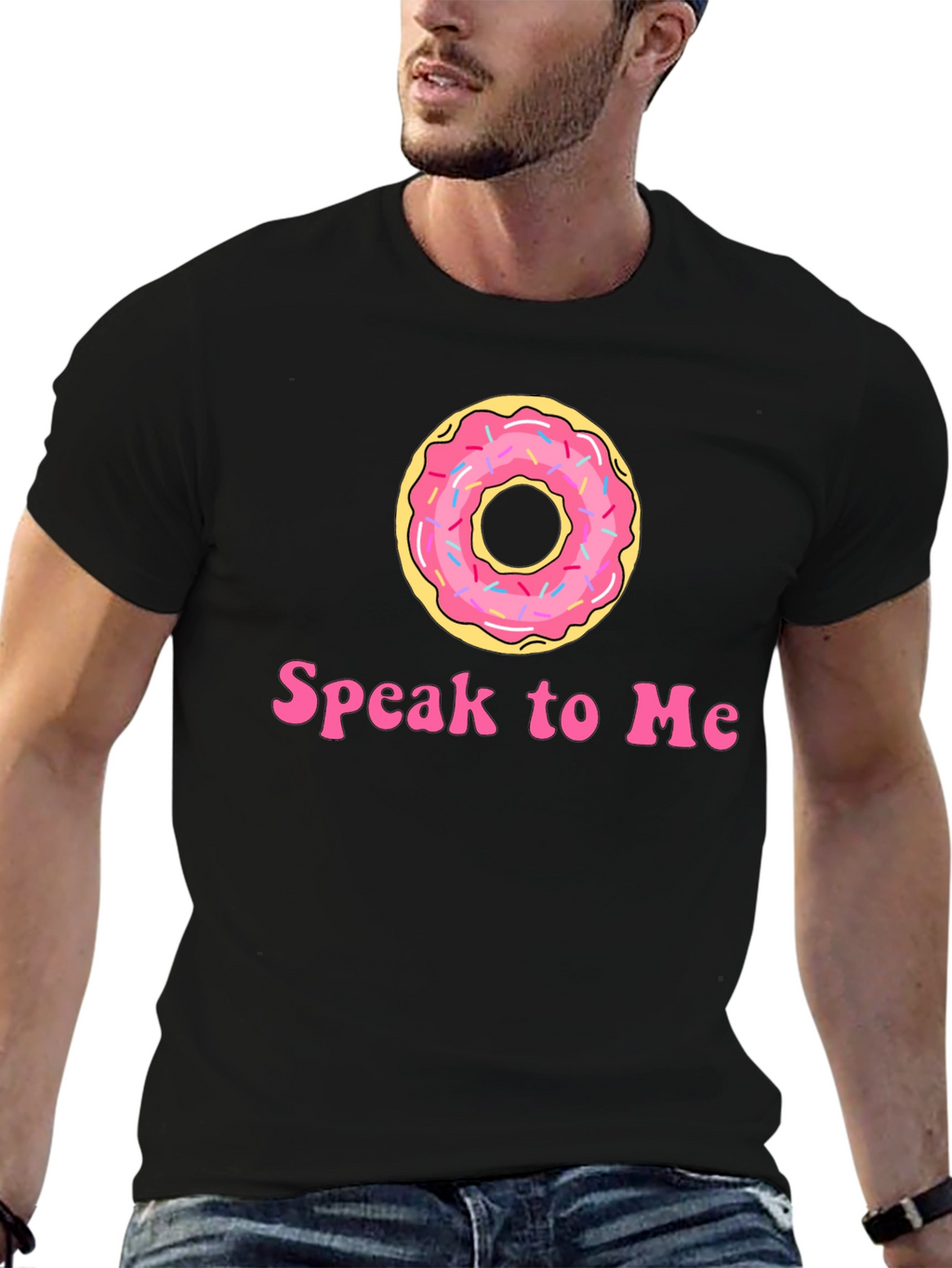 Donut Speak To Me Black T-Shirt