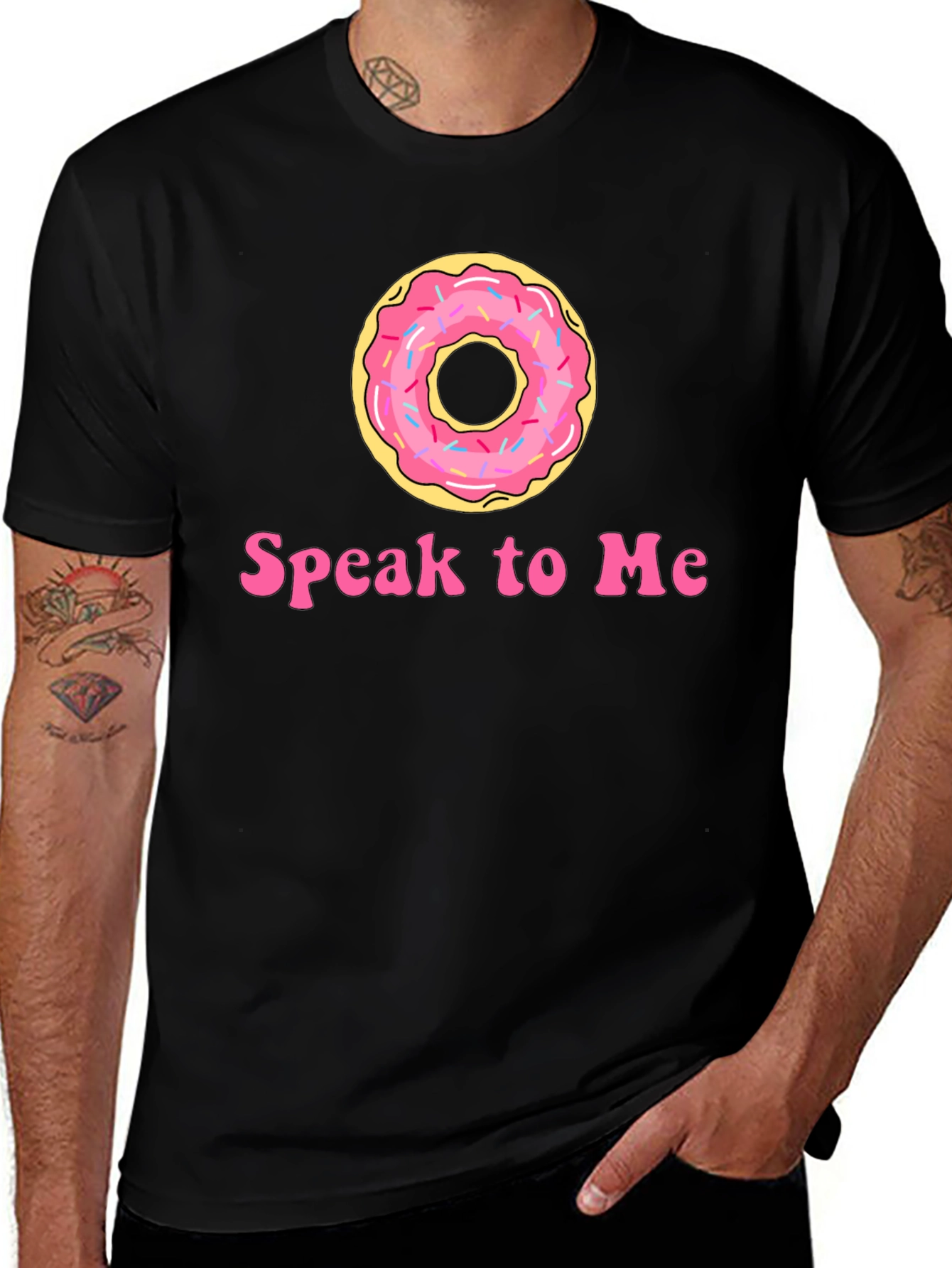 Donut Speak To Me Black T-Shirt