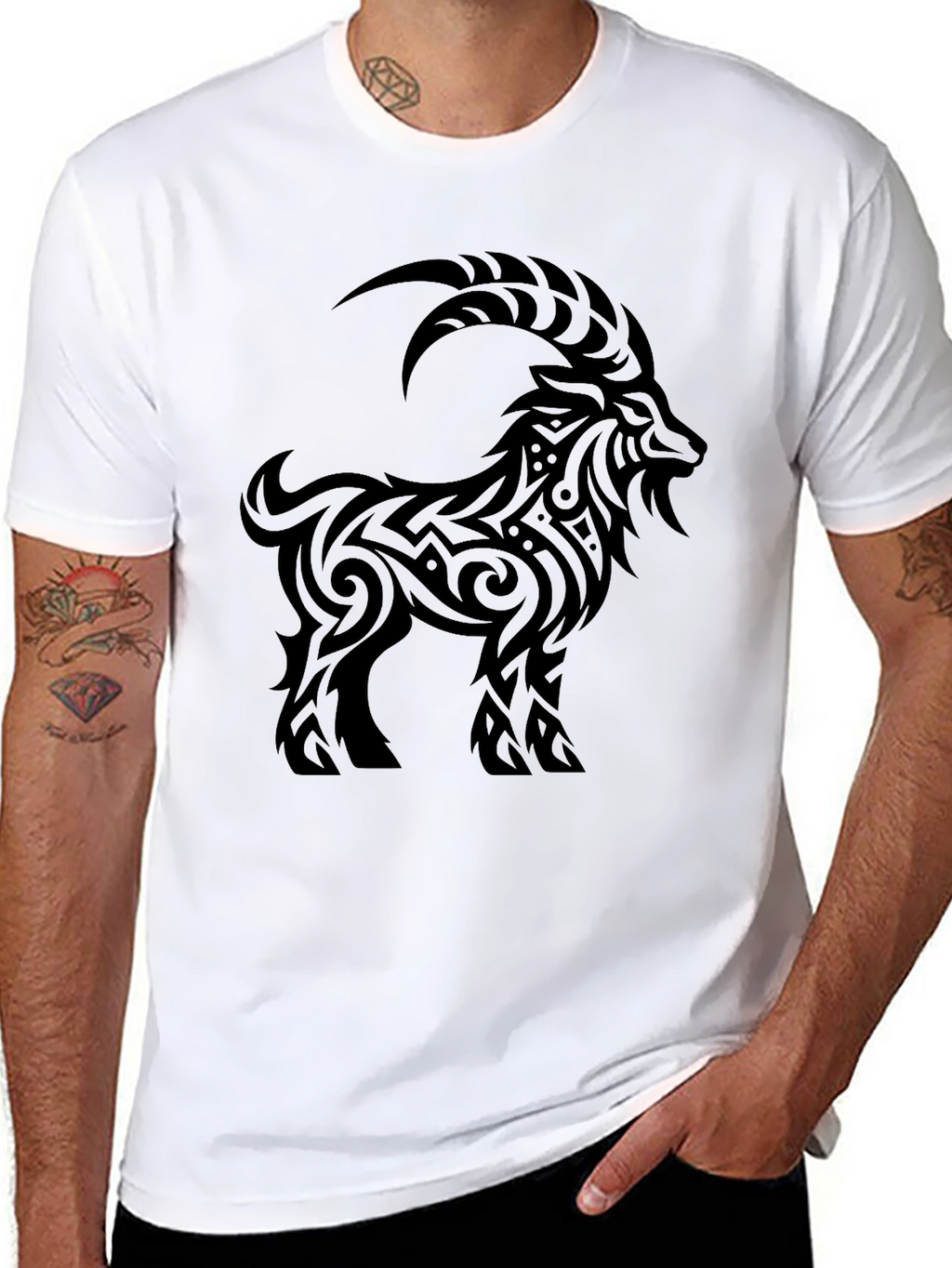Tribal Goat Black T-Shirt