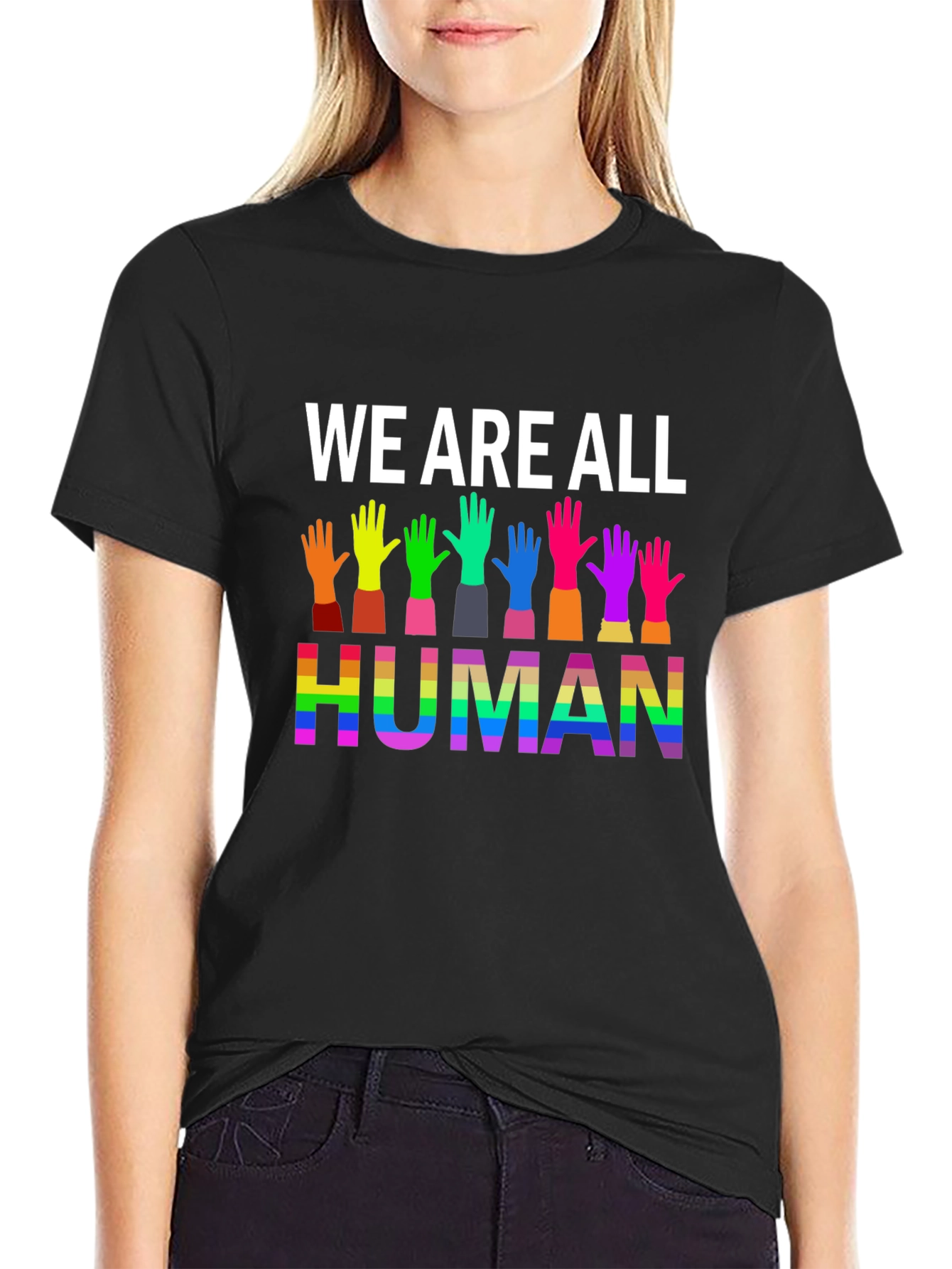 We Are All Human Graphic Tee - Pride T-Shirt