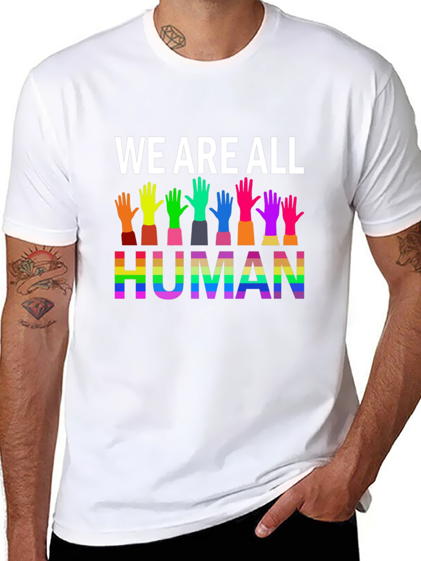 We Are All Human Graphic Tee - Pride T-Shirt