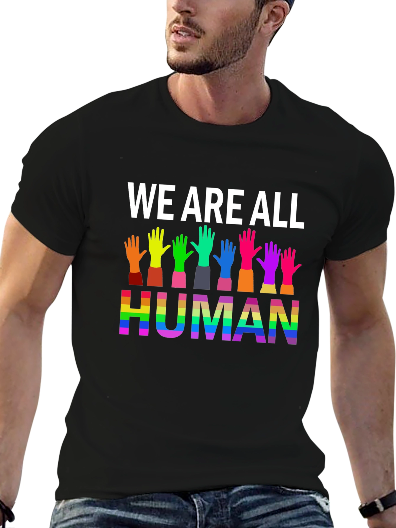 We Are All Human Graphic Tee - Pride T-Shirt