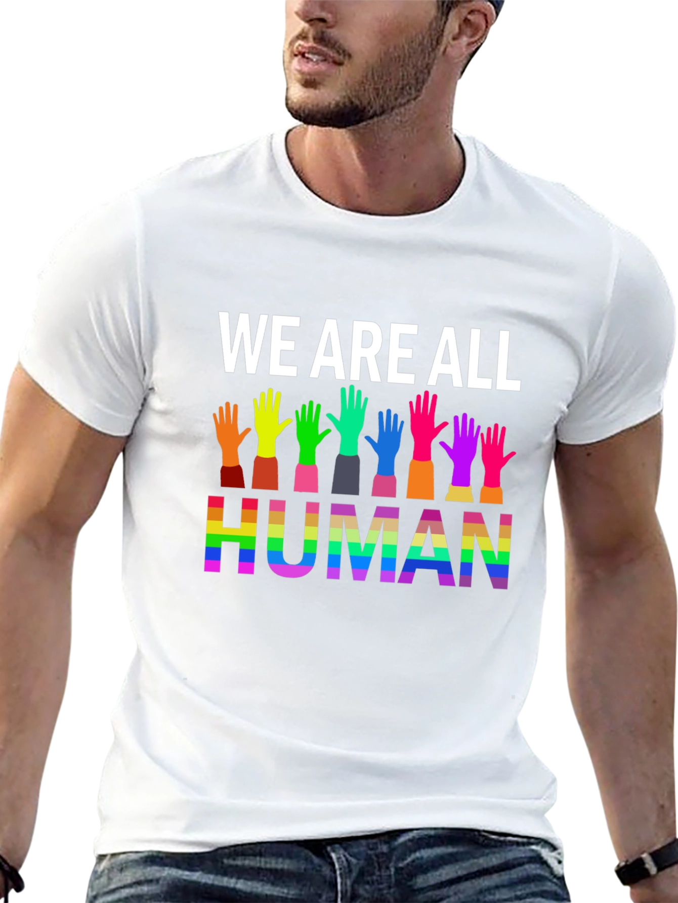 We Are All Human Graphic Tee - Pride T-Shirt