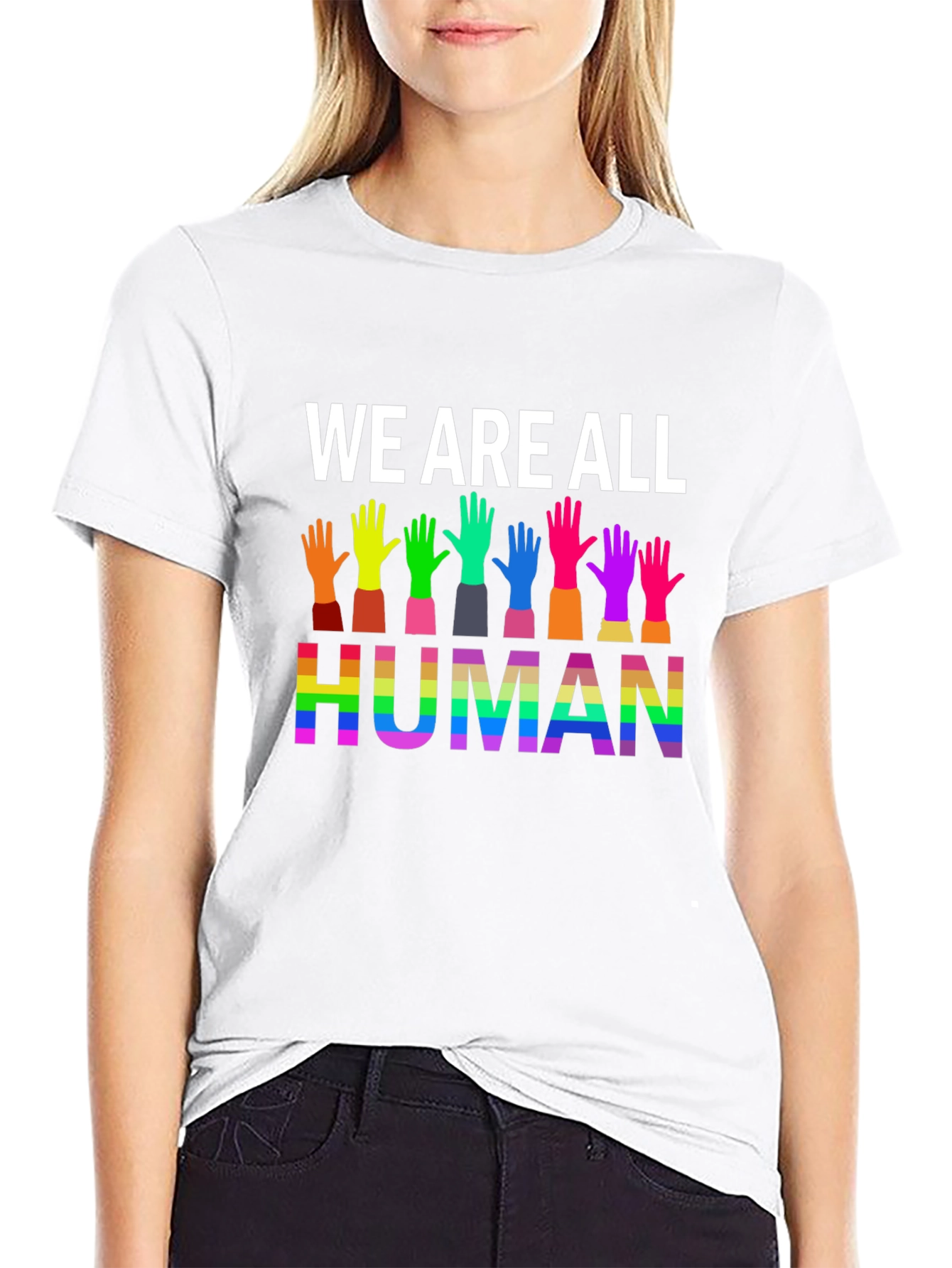 We Are All Human Graphic Tee - Pride T-Shirt