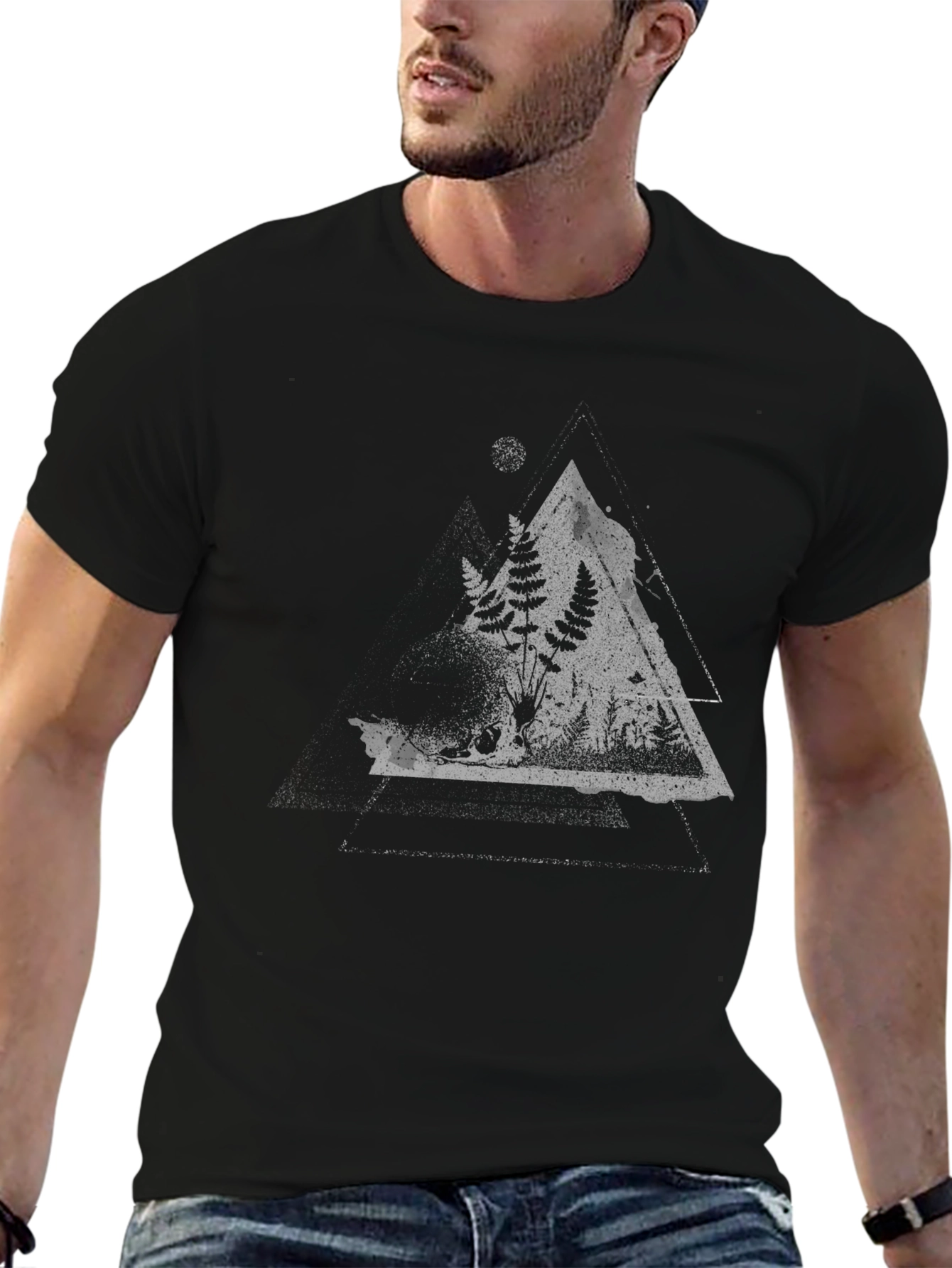 Nature Triangle Graphic Tee - Black