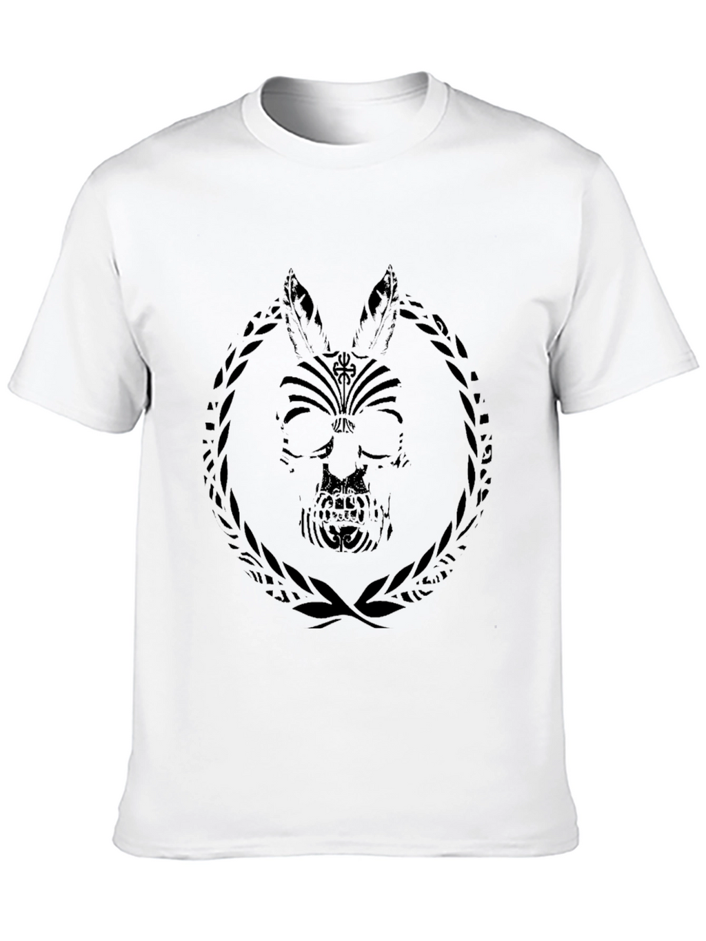 Black T-Shirt with Skull Rabbit Graphic