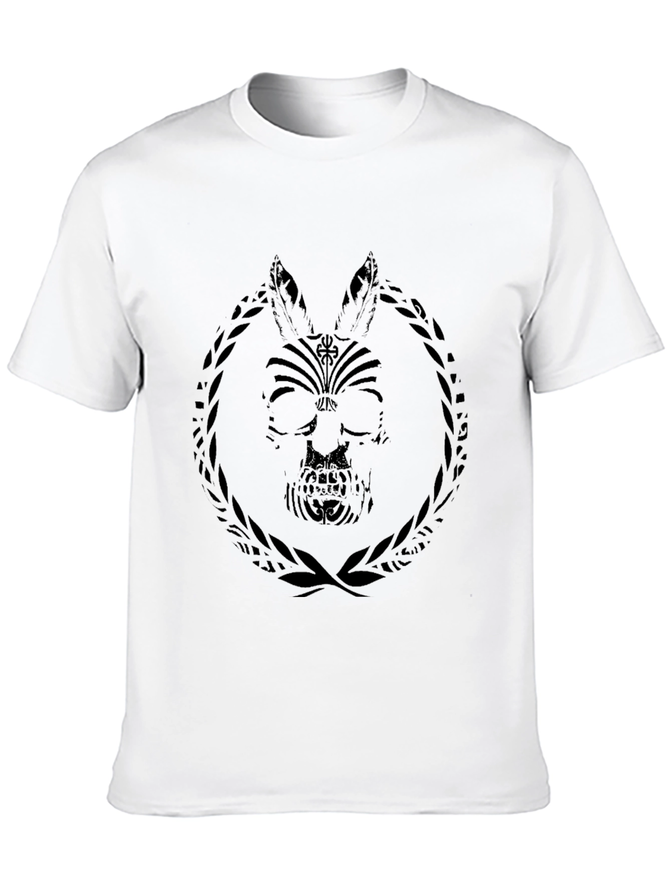 Black T-Shirt with Skull Rabbit Graphic