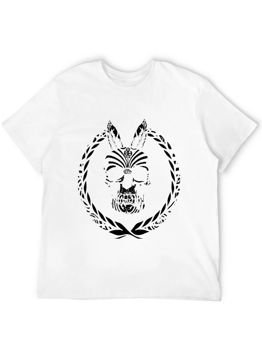 Black T-Shirt with Skull Rabbit Graphic