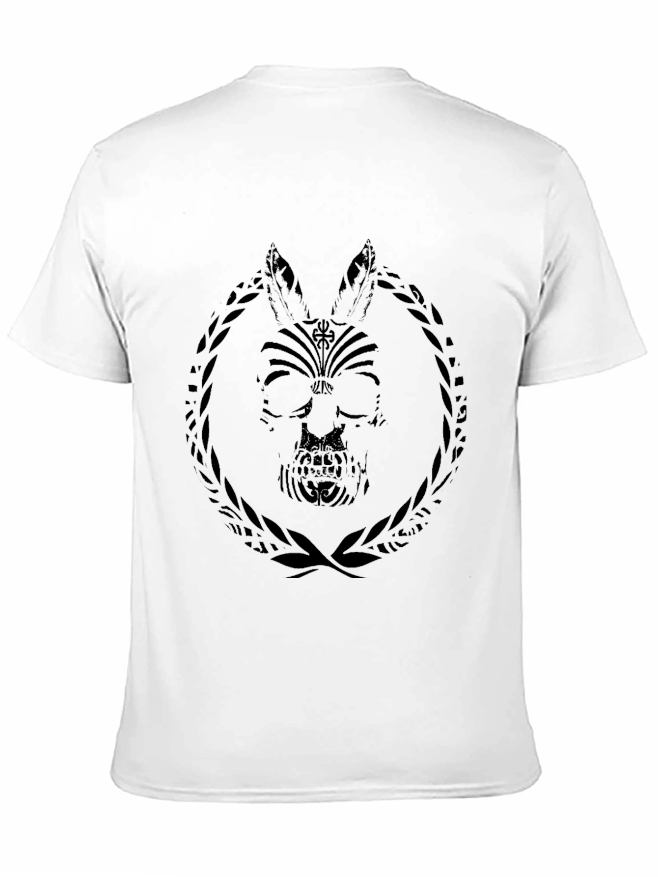 Black T-Shirt with Skull Rabbit Graphic