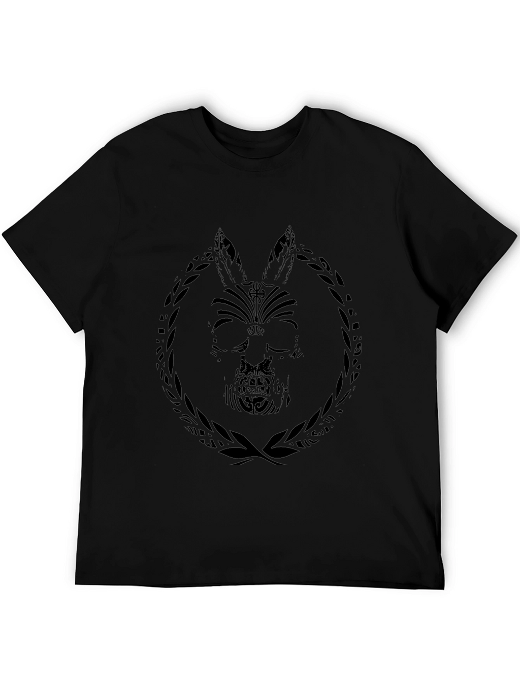 Black T-Shirt with Skull Rabbit Graphic