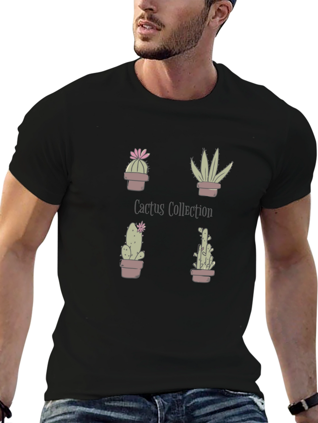 Cactus Collection Graphic Tee - Black