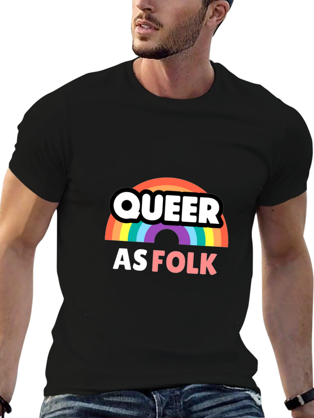 Queer as Folk T-Shirt Rainbow LGBTQ Pride