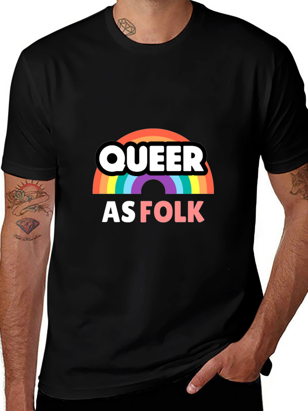 Queer as Folk T-Shirt Rainbow LGBTQ Pride