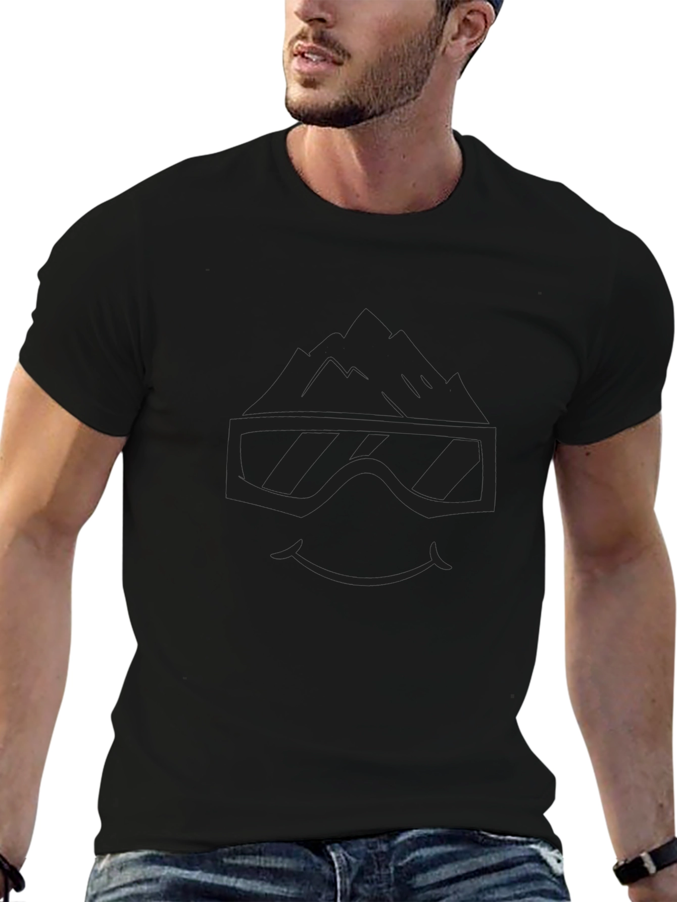 Mountain Goggles Graphic Tee - Cool Black T-Shirt