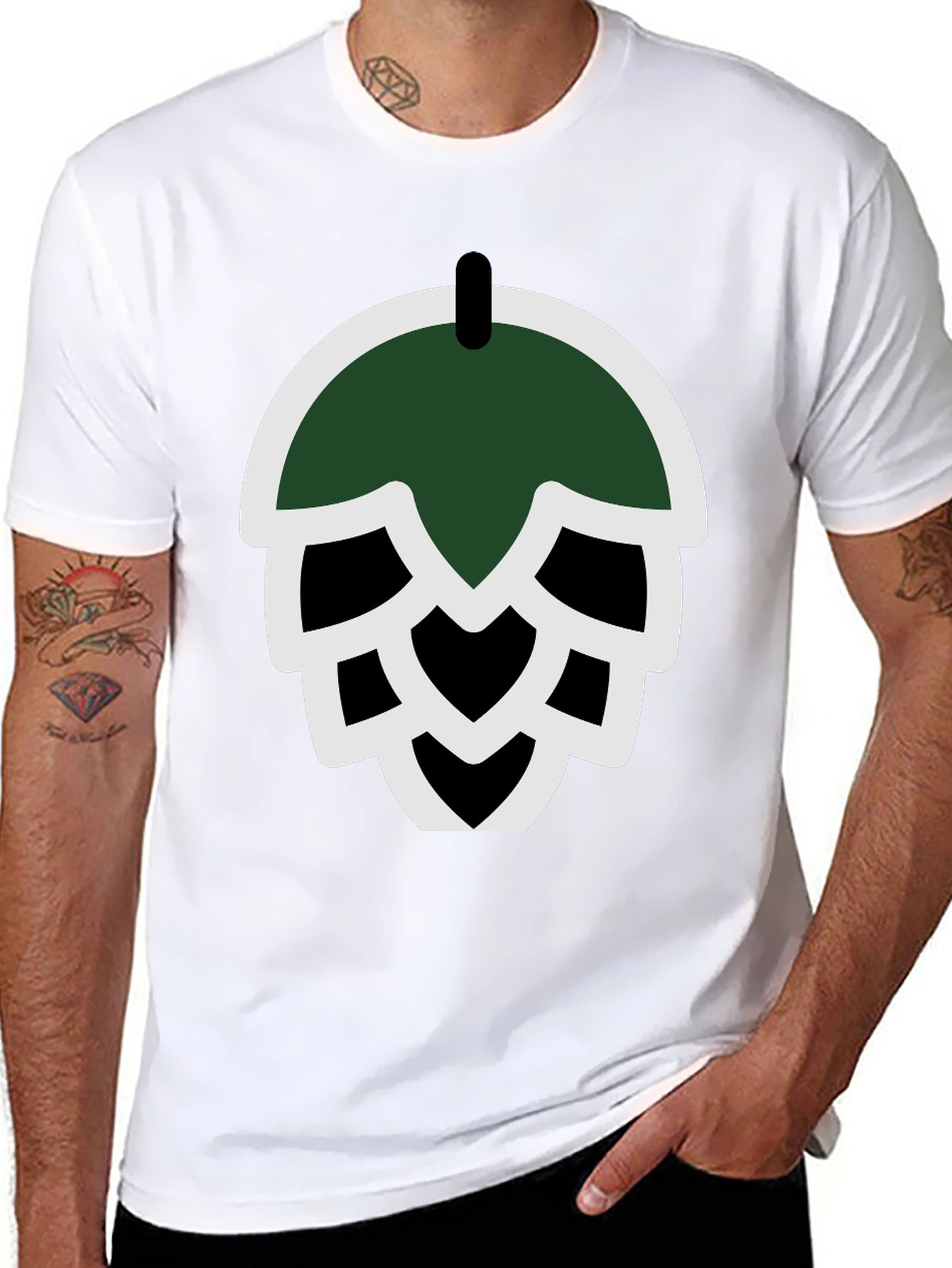 Beer Hops Graphic Tee - Black Cotton Blend