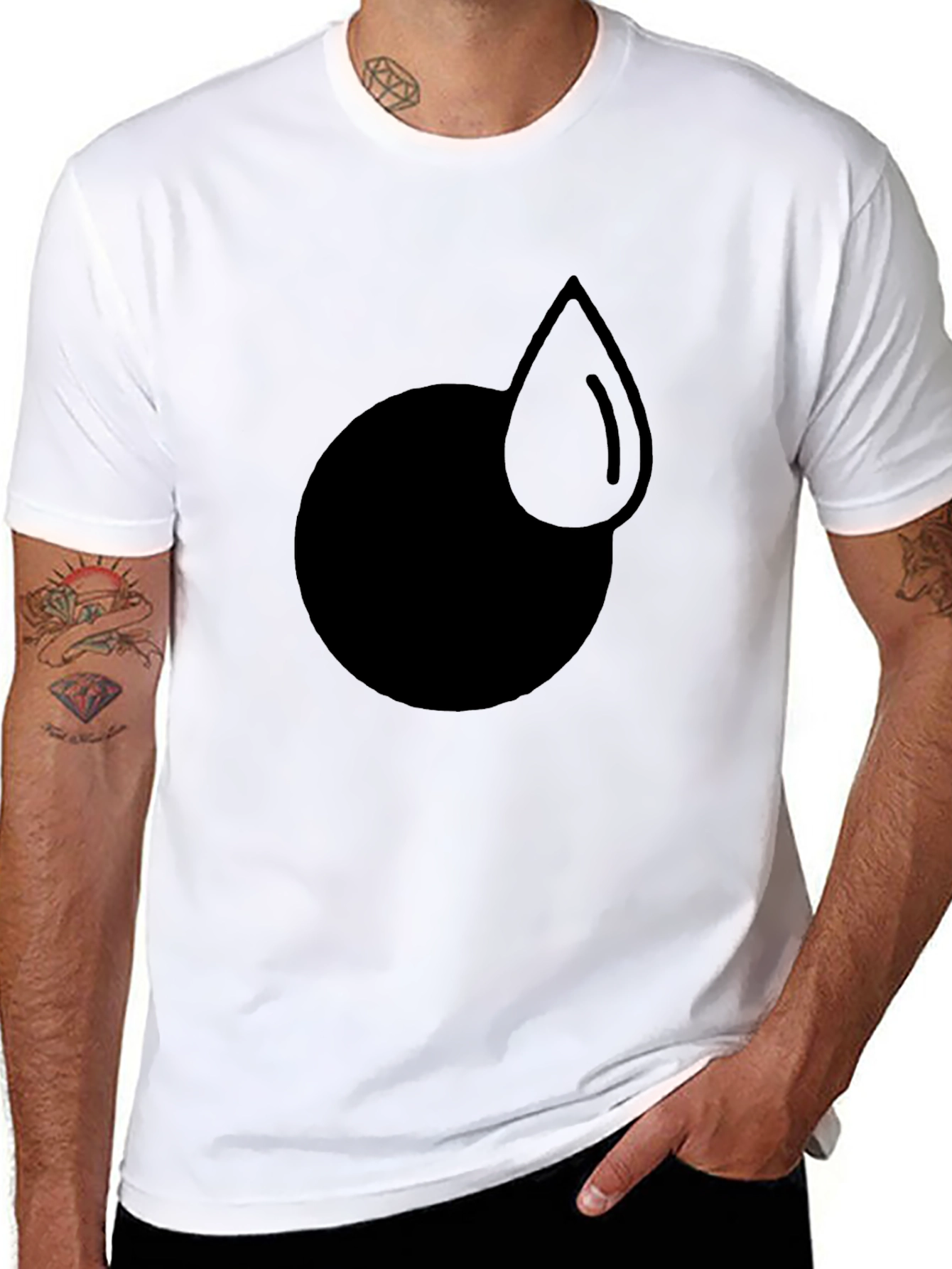 Modern Graphic Tee - Circle and Drop Design