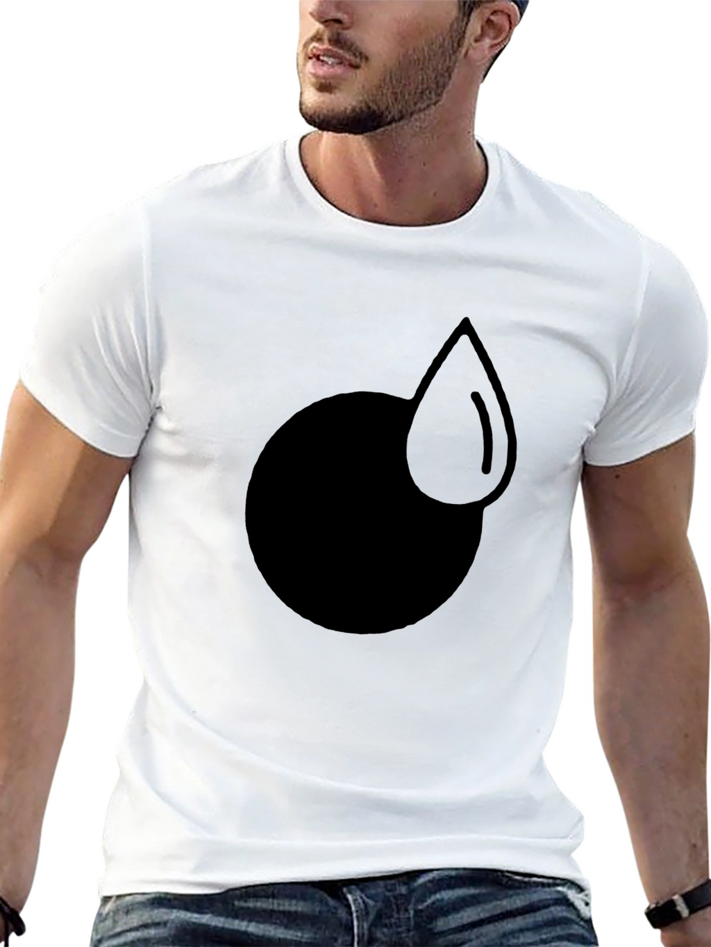 Modern Graphic Tee - Circle and Drop Design