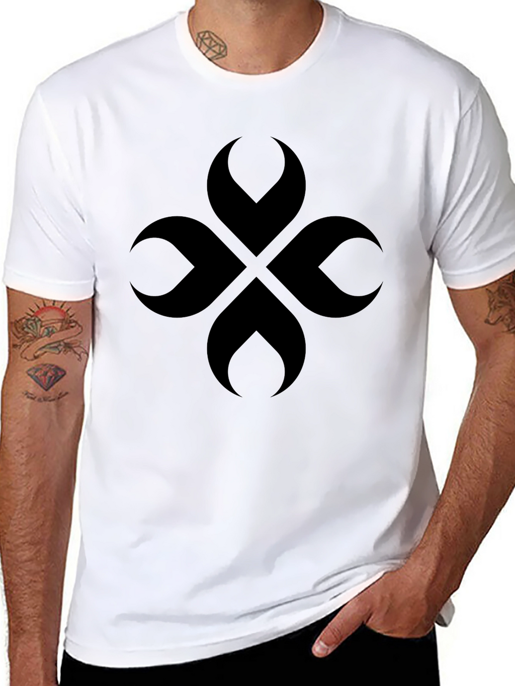 Abstract Clover Tee - Modern Black Graphic T-Shirt