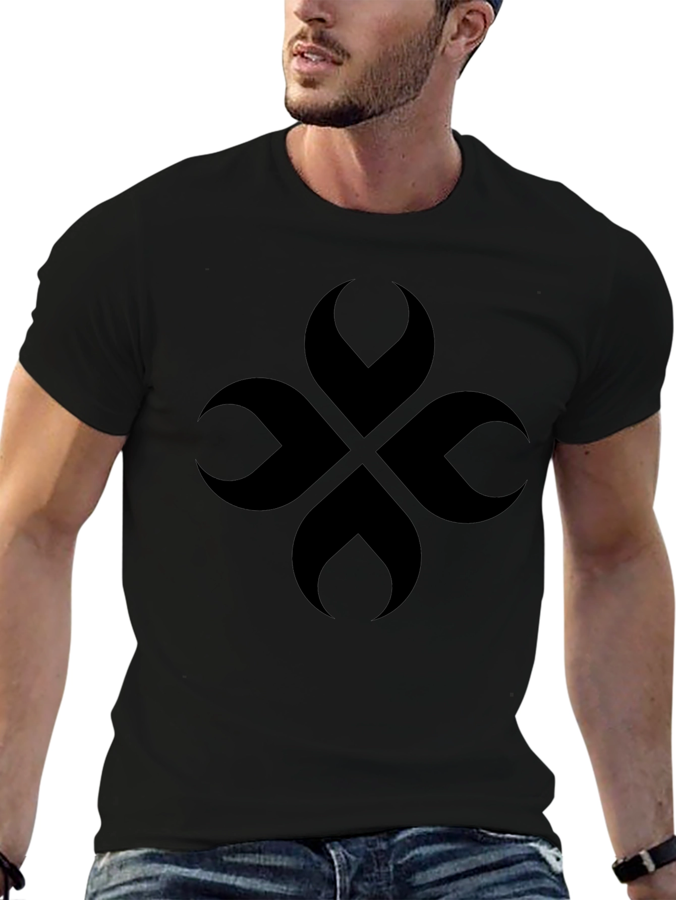 Abstract Clover Tee - Modern Black Graphic T-Shirt
