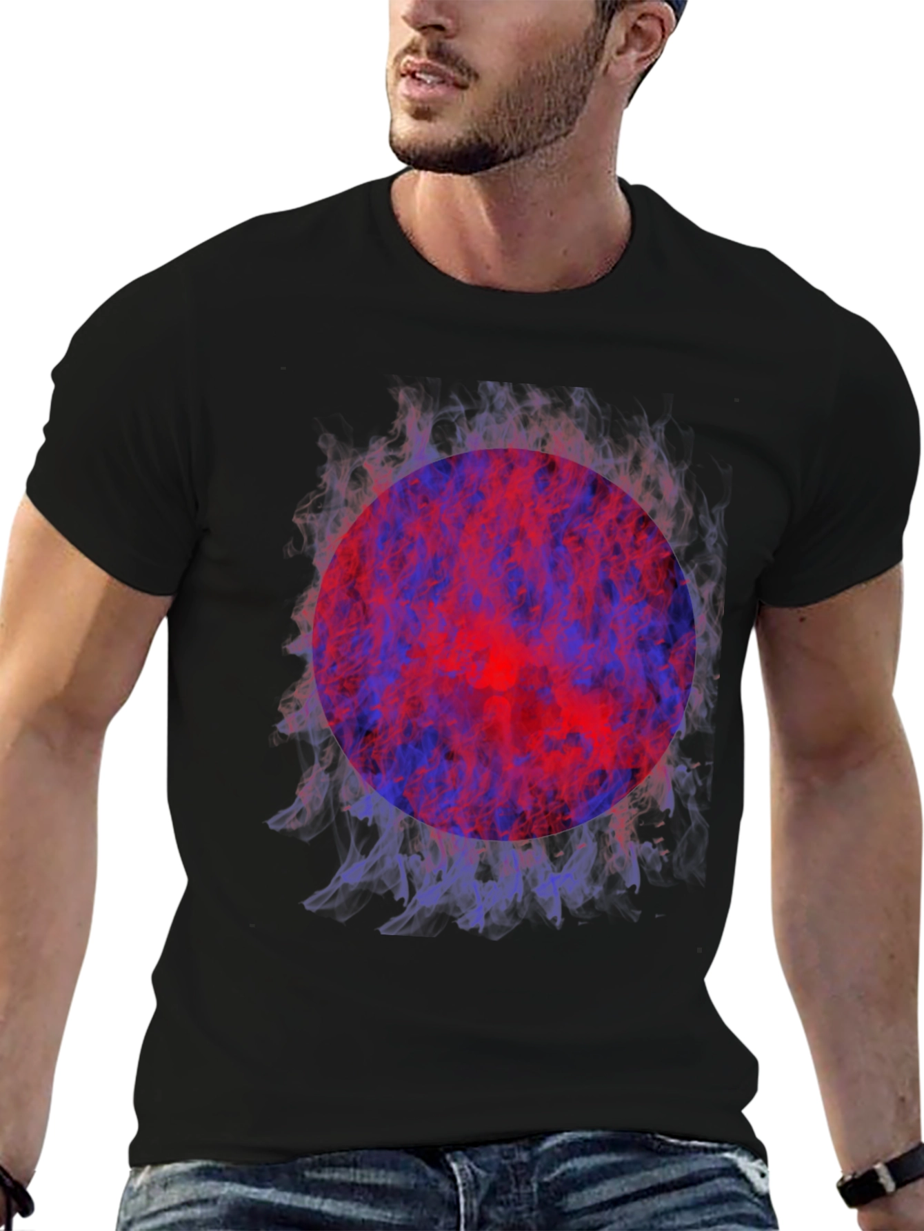 Fiery Orb Graphic Tee - Modern Style
