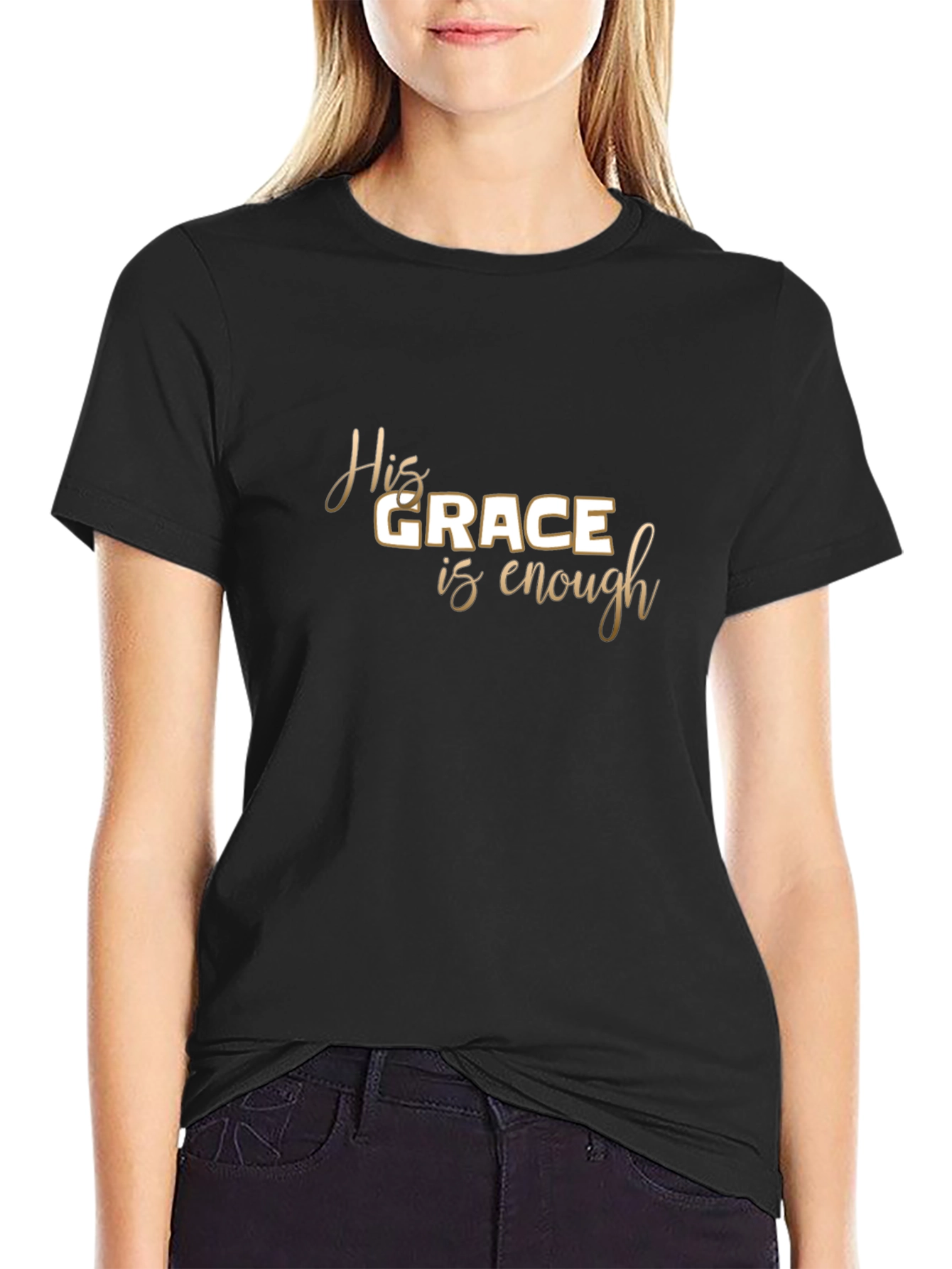 His Grace Is Enough Black Graphic Tee
