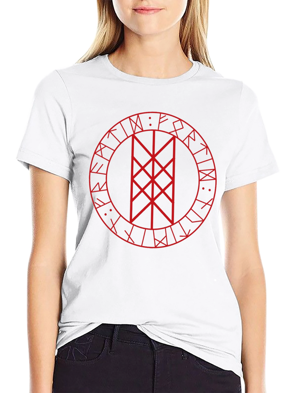 Red Bindrune Viking T-Shirt - Black