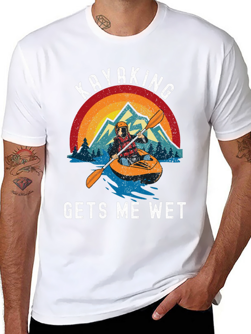 Kayaking Gets Me Wet Black Graphic Tee