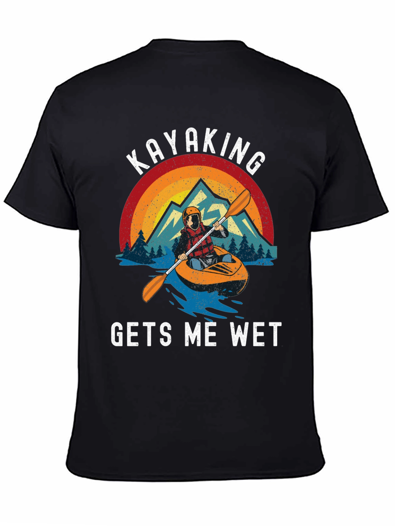 Kayaking Gets Me Wet Black Graphic Tee