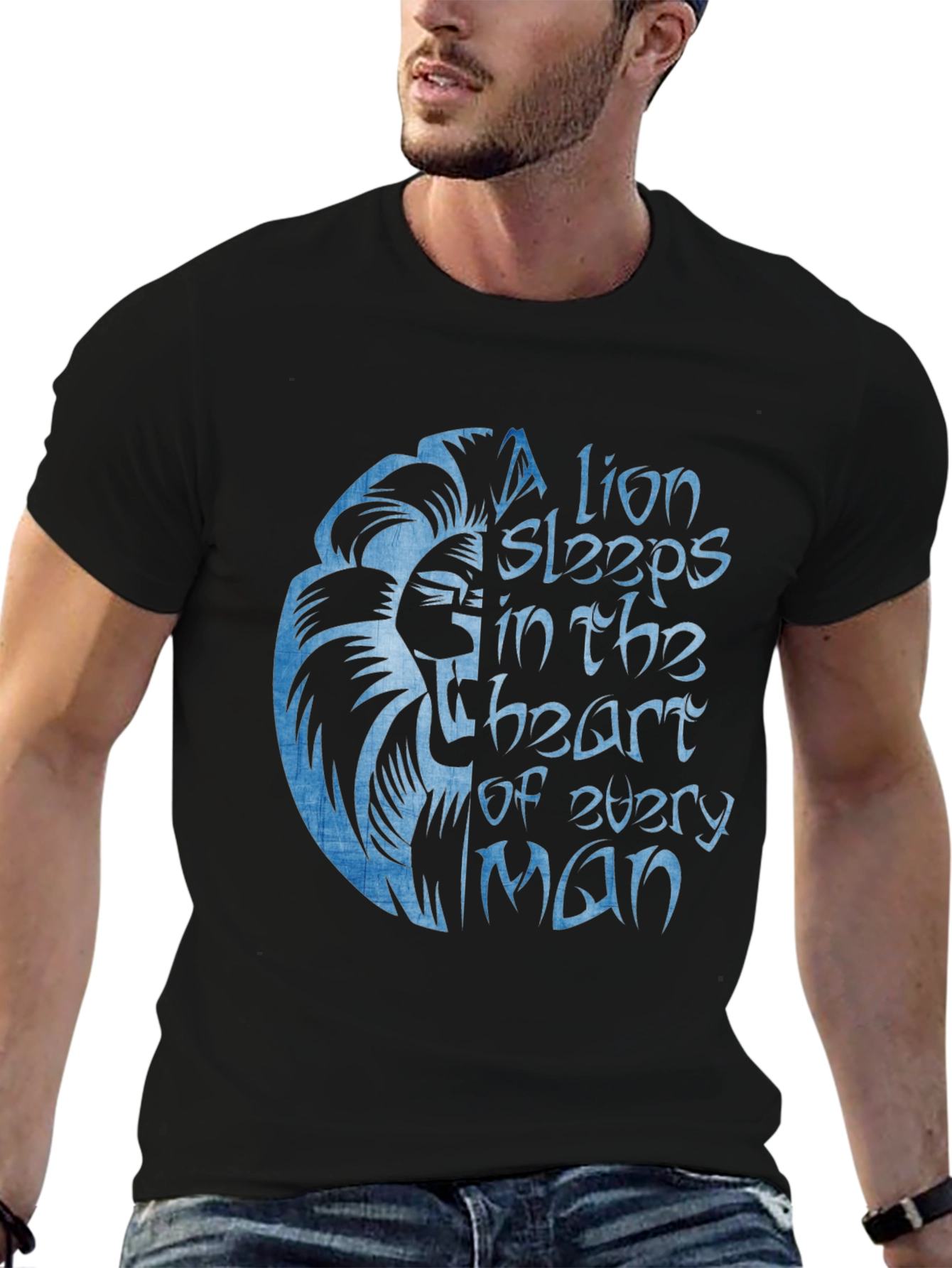 Lion Heart Graphic Black T-Shirt for Men